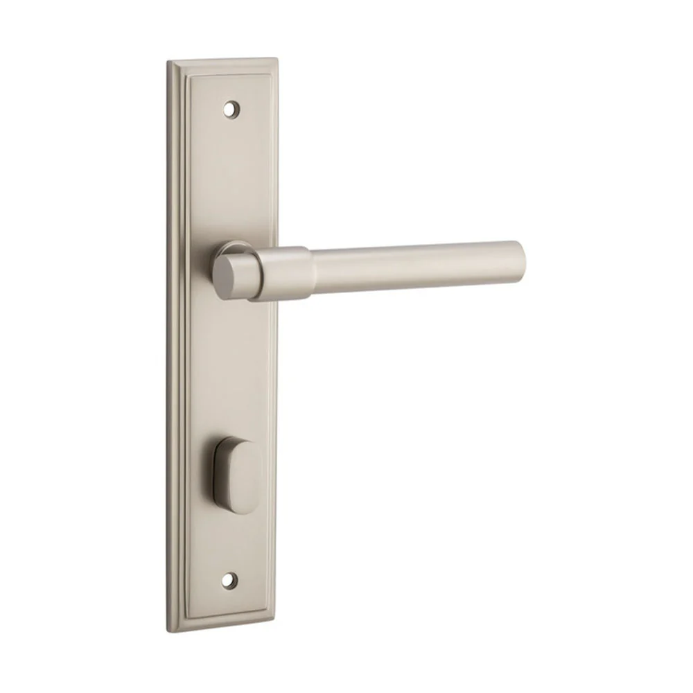 Iver Helsinki Door Lever Handle on Stepped Backplate Satin Nickel - Image 6