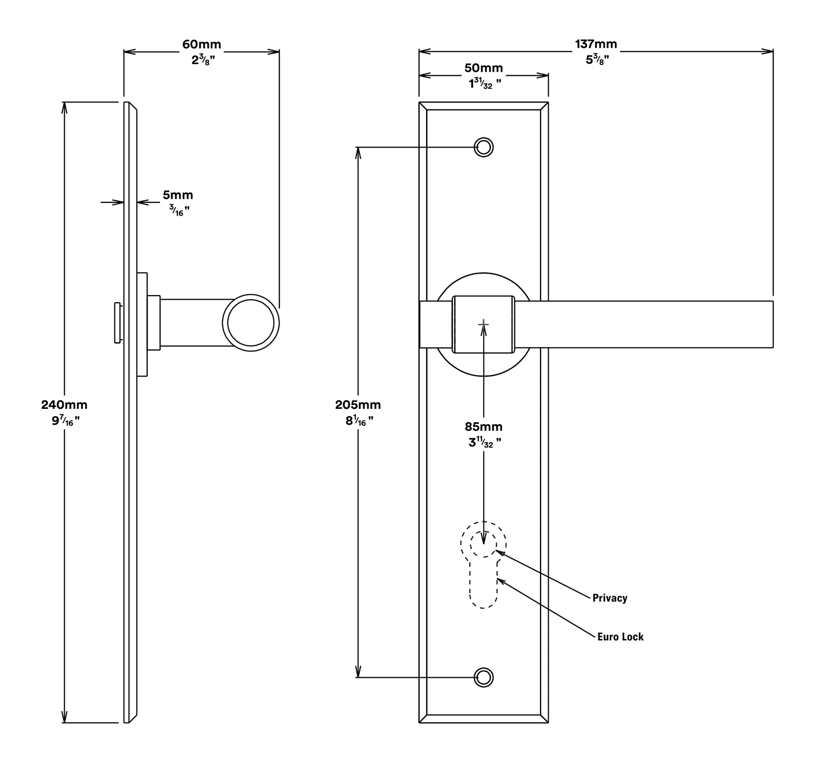 Iver Helsinki Door Lever on Chamfered Backplate Entrance Kit Key/Key - Available in Various Finishes - Image 2