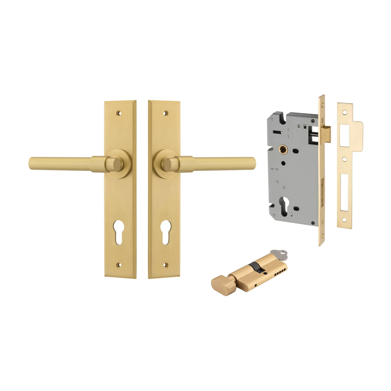 Iver Helsinki Door Lever on Chamfered Backplate Entrance Kit Key/Thumb - Image 11