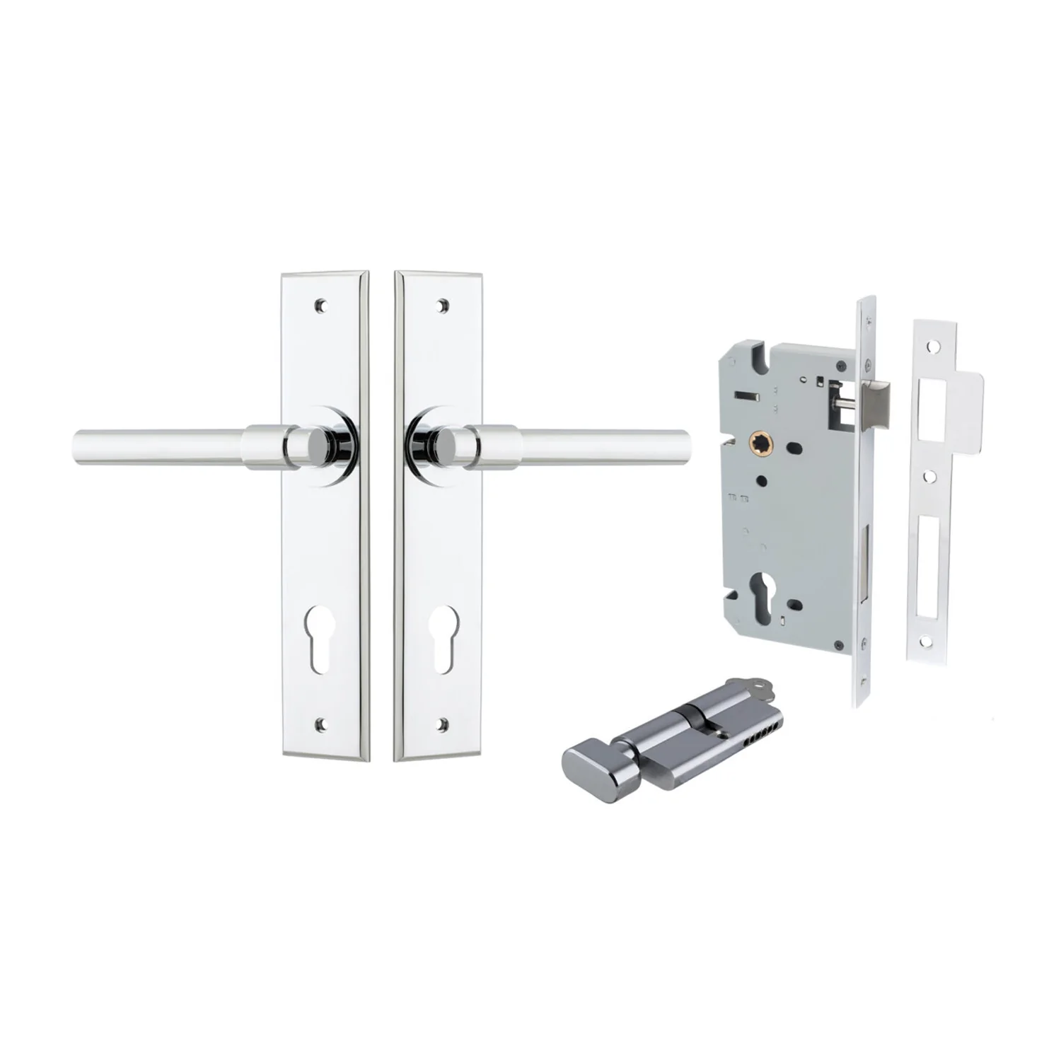 Iver Helsinki Door Lever on Chamfered Backplate Entrance Kit Key/Thumb - Image 6