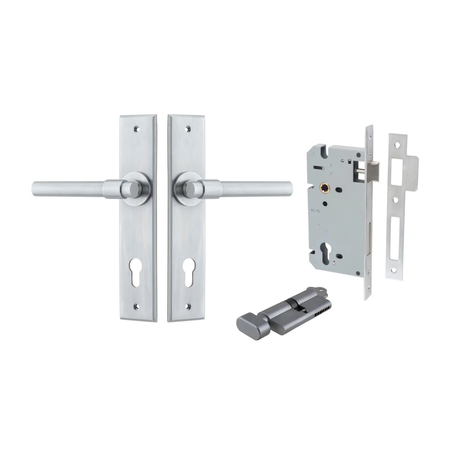 Iver Helsinki Door Lever on Chamfered Backplate Entrance Kit Key/Thumb - Image 7