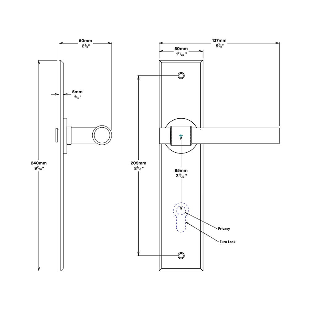 Iver Helsinki Door Lever Handle on Chamfered Backplate Polished Chrome - Image 2