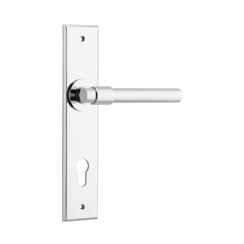 Iver Helsinki Door Lever Handle on Chamfered Backplate Polished Chrome - Image 4