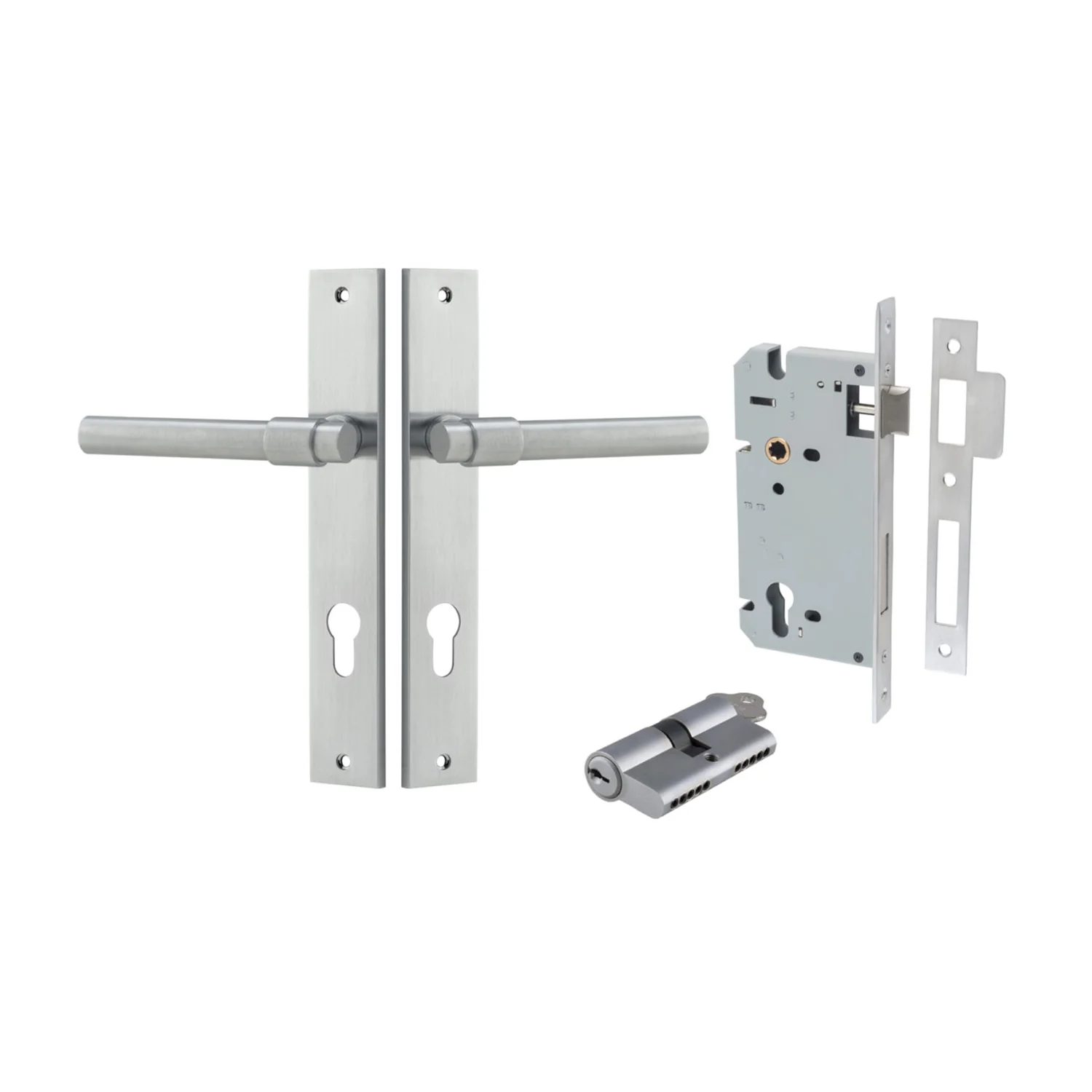 Iver Helsinki Door Lever on Rectangular Backplate Entrance Kit Key/Key - Image 7