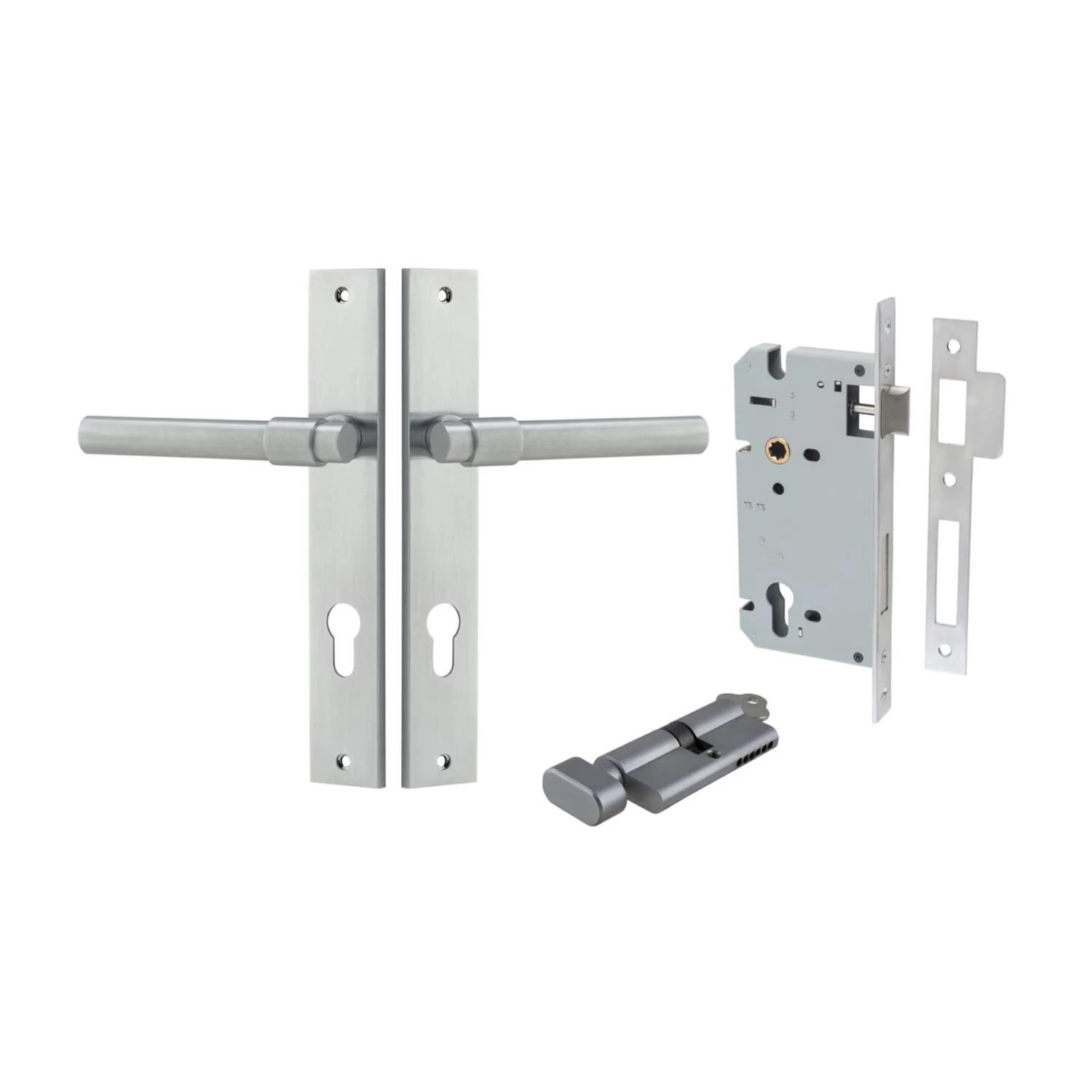 Iver Helsinki Door Lever on Rectangular Backplate Entrance Kit Key/Thumb - Image 7