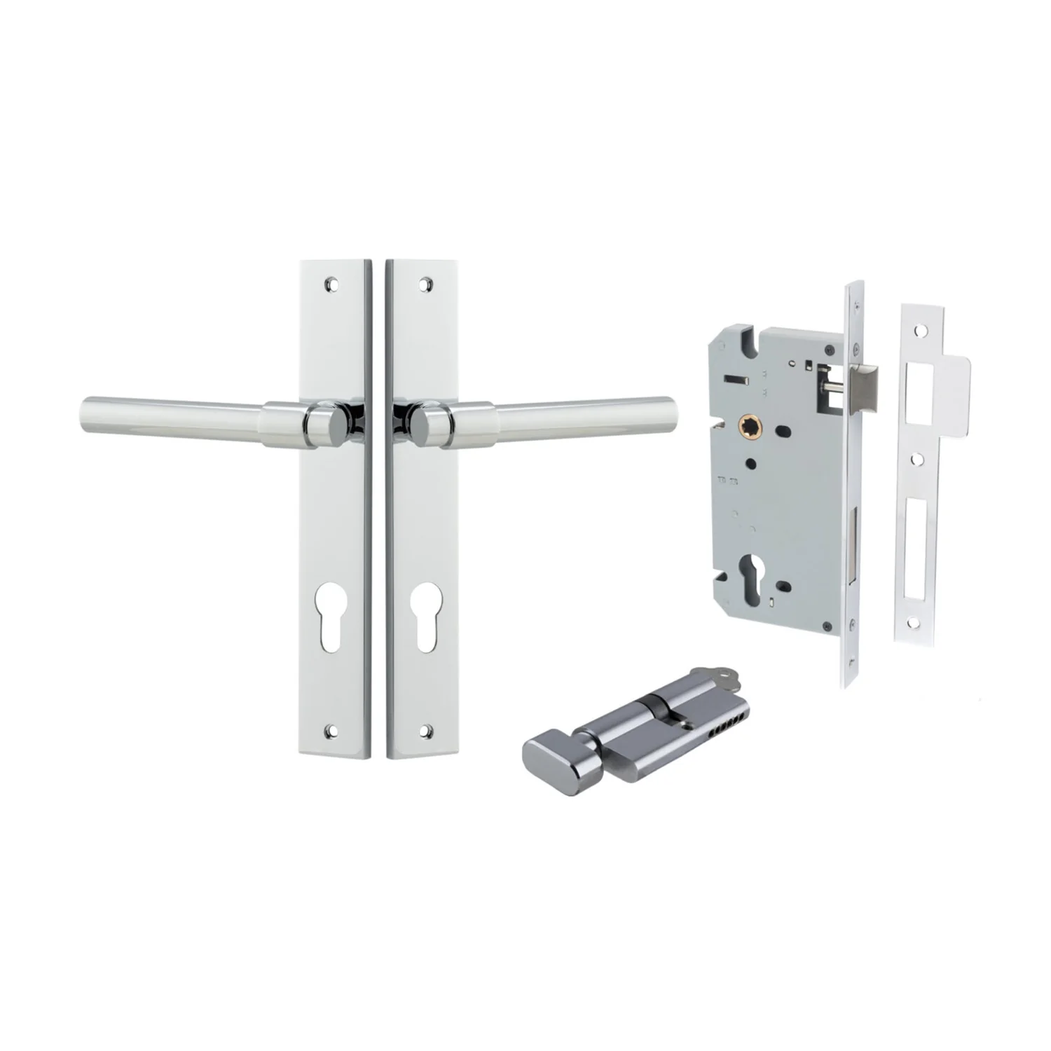 Iver Helsinki Door Lever on Rectangular Backplate Entrance Kit Key/Thumb - Image 9