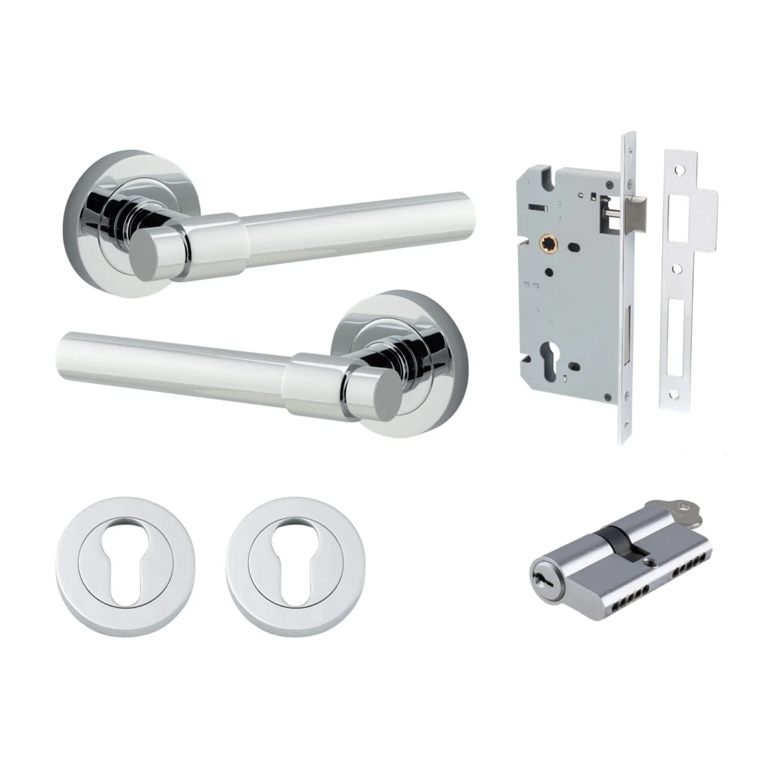 Iver Helsinki Door Lever on Round Rose Entrance Kit Key/Key - Available in Various Finishes - Image 10