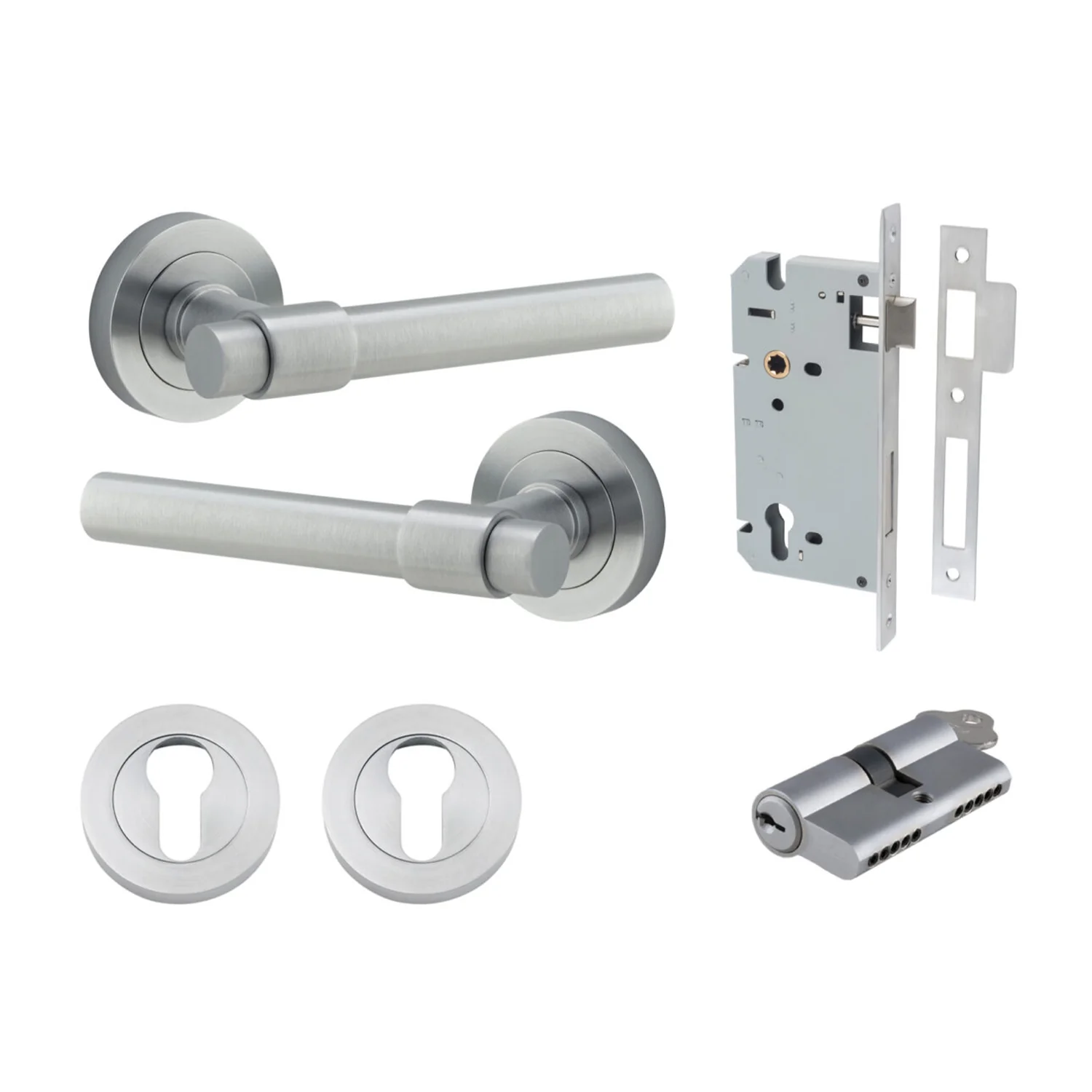 Iver Helsinki Door Lever on Round Rose Entrance Kit Key/Key - Available in Various Finishes - Image 8