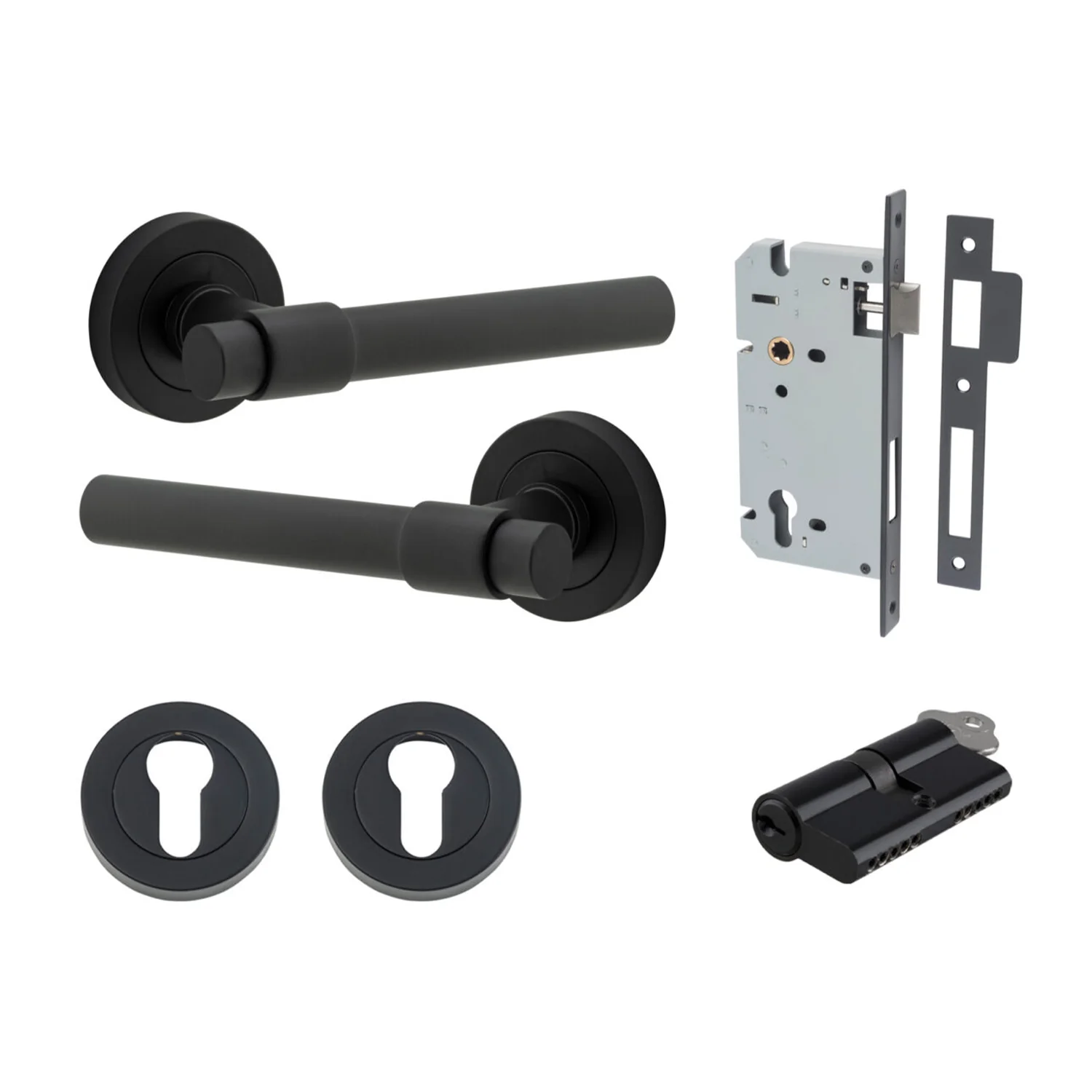 Iver Helsinki Door Lever on Round Rose Entrance Kit Key/Key - Available in Various Finishes - Image 9