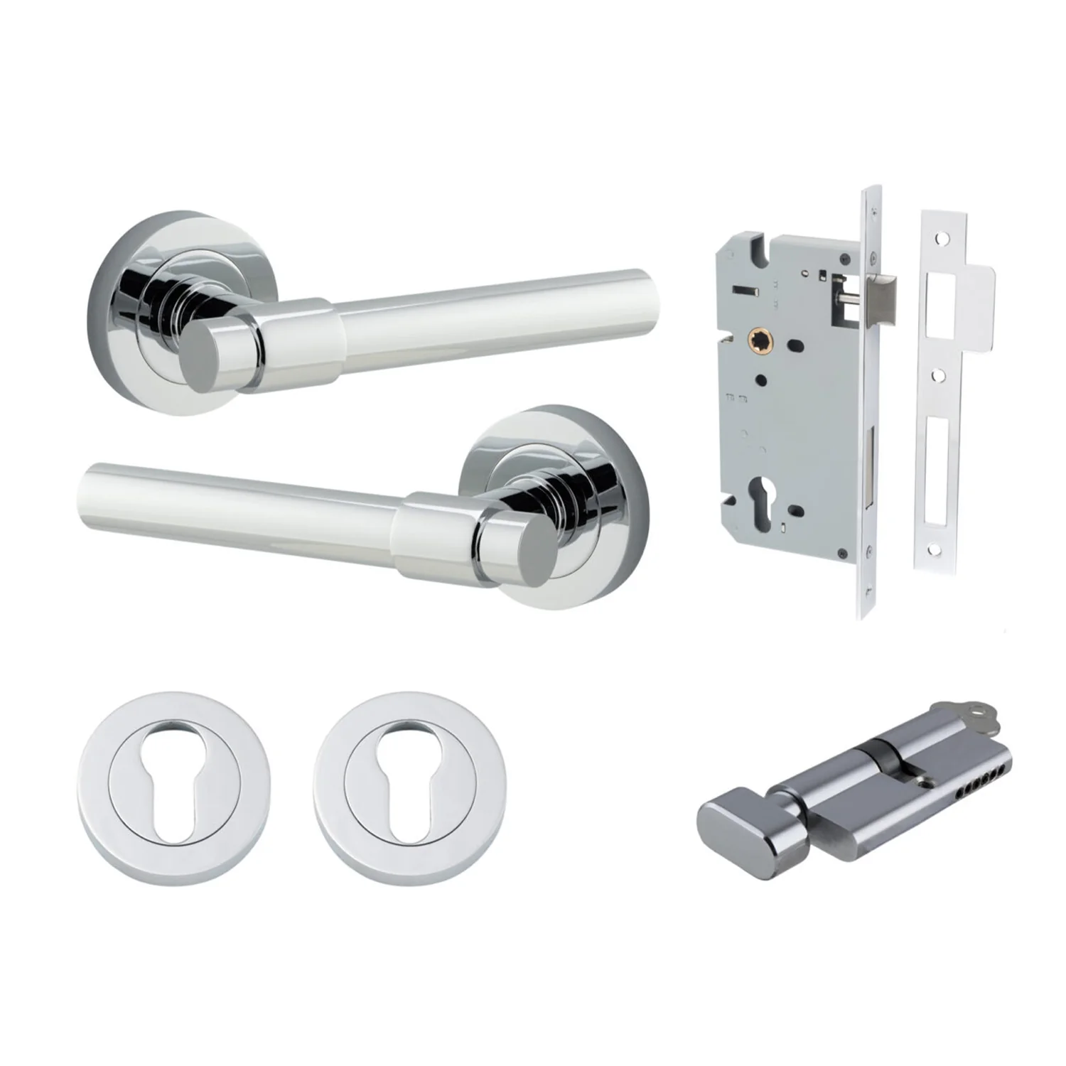 Iver Helsinki Door Lever on Round Rose Entrance Kit Key/Thumb - Available in Various Finishes - Image 10