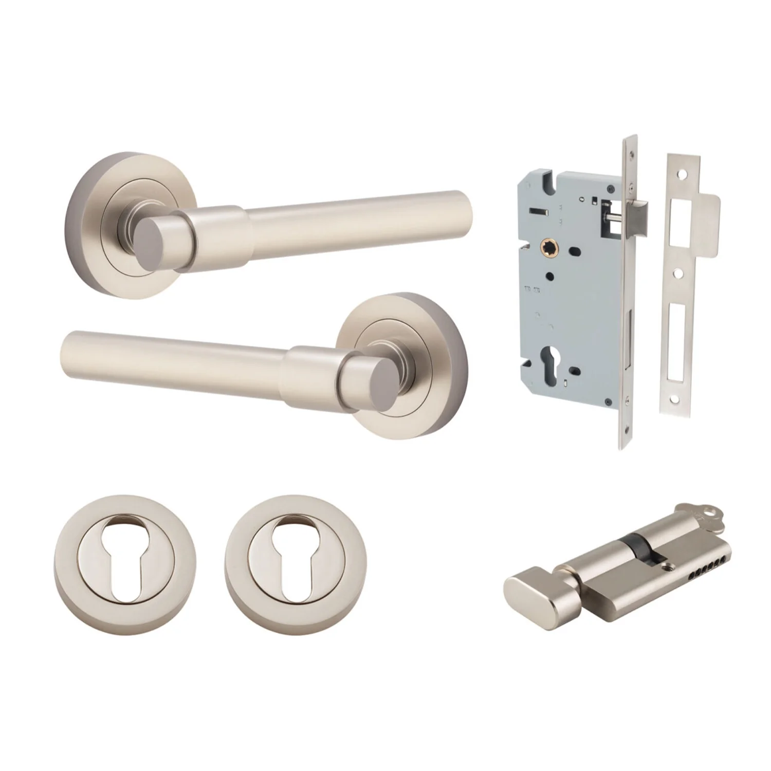 Iver Helsinki Door Lever on Round Rose Entrance Kit Key/Thumb - Available in Various Finishes - Image 11