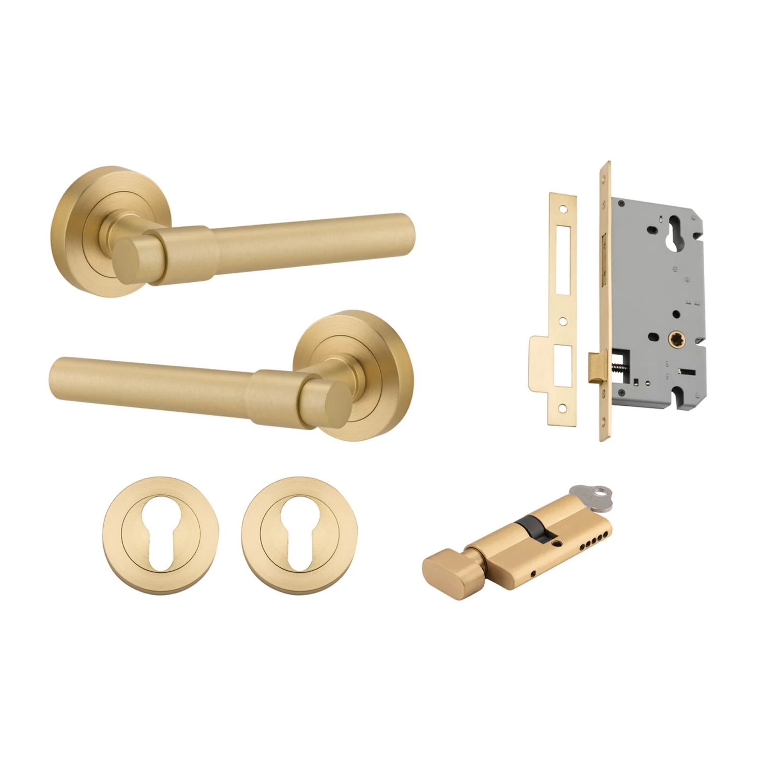 Iver Helsinki Door Lever on Round Rose Entrance Kit Key/Thumb - Available in Various Finishes - Image 13