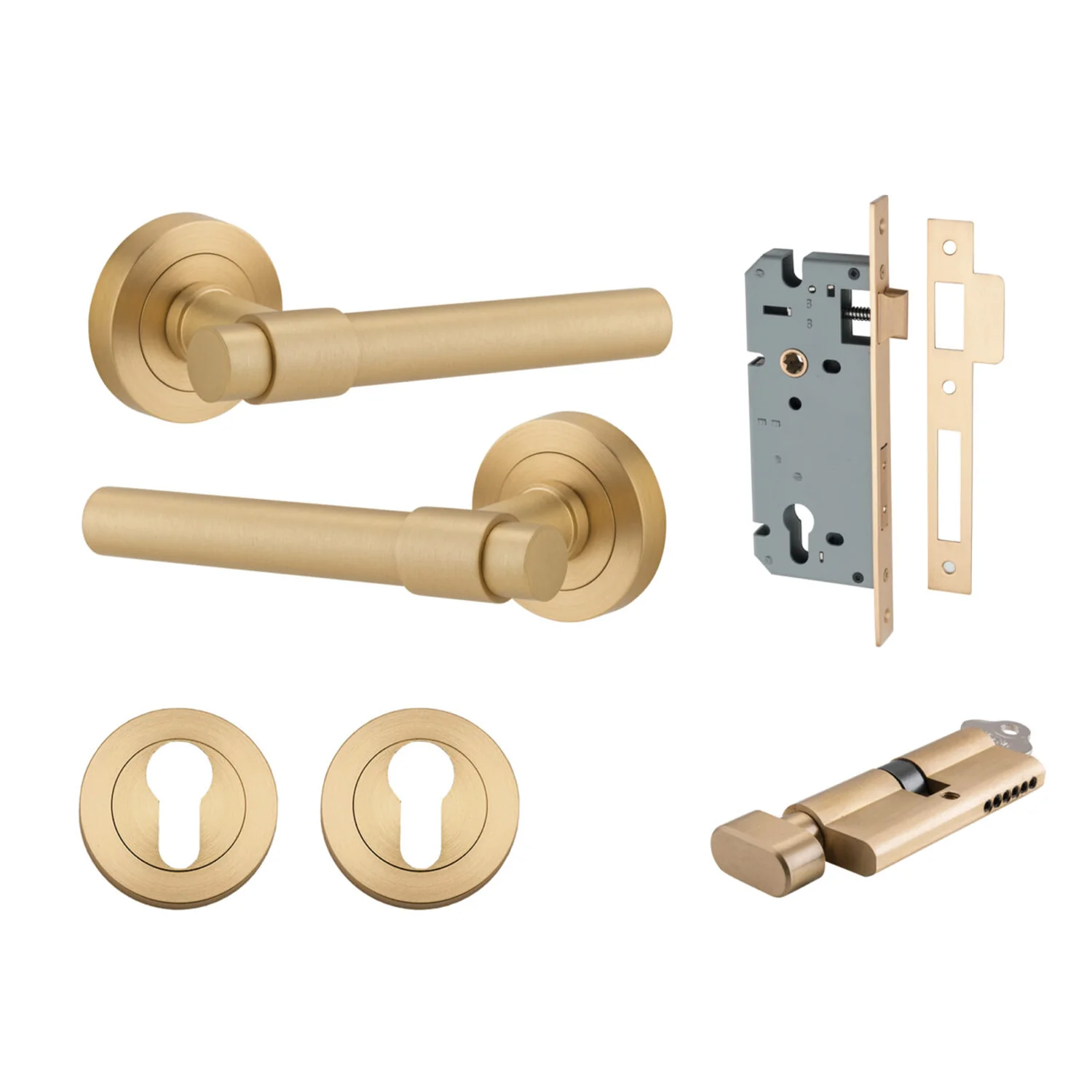 Iver Helsinki Door Lever on Round Rose Entrance Kit Key/Thumb - Available in Various Finishes - Image 7