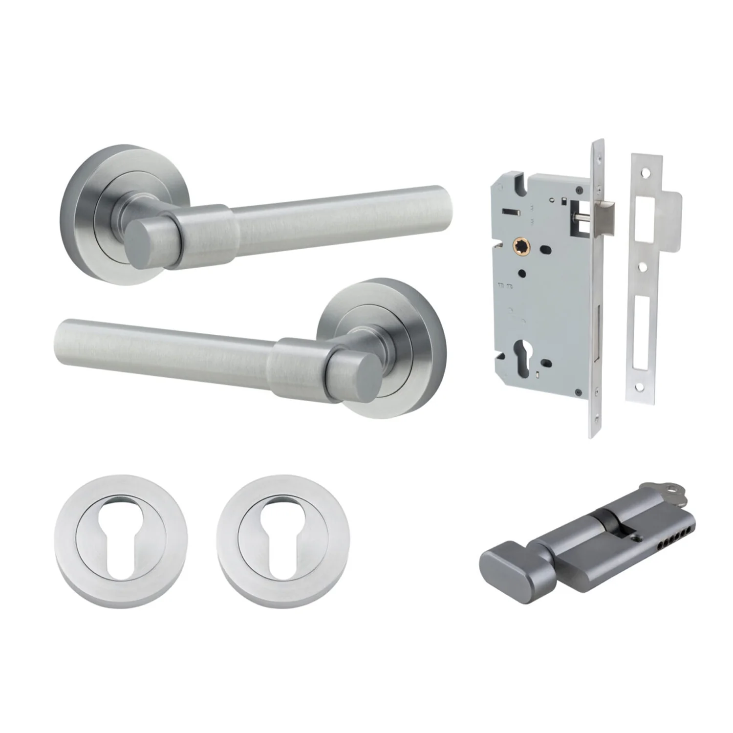 Iver Helsinki Door Lever on Round Rose Entrance Kit Key/Thumb - Available in Various Finishes - Image 8