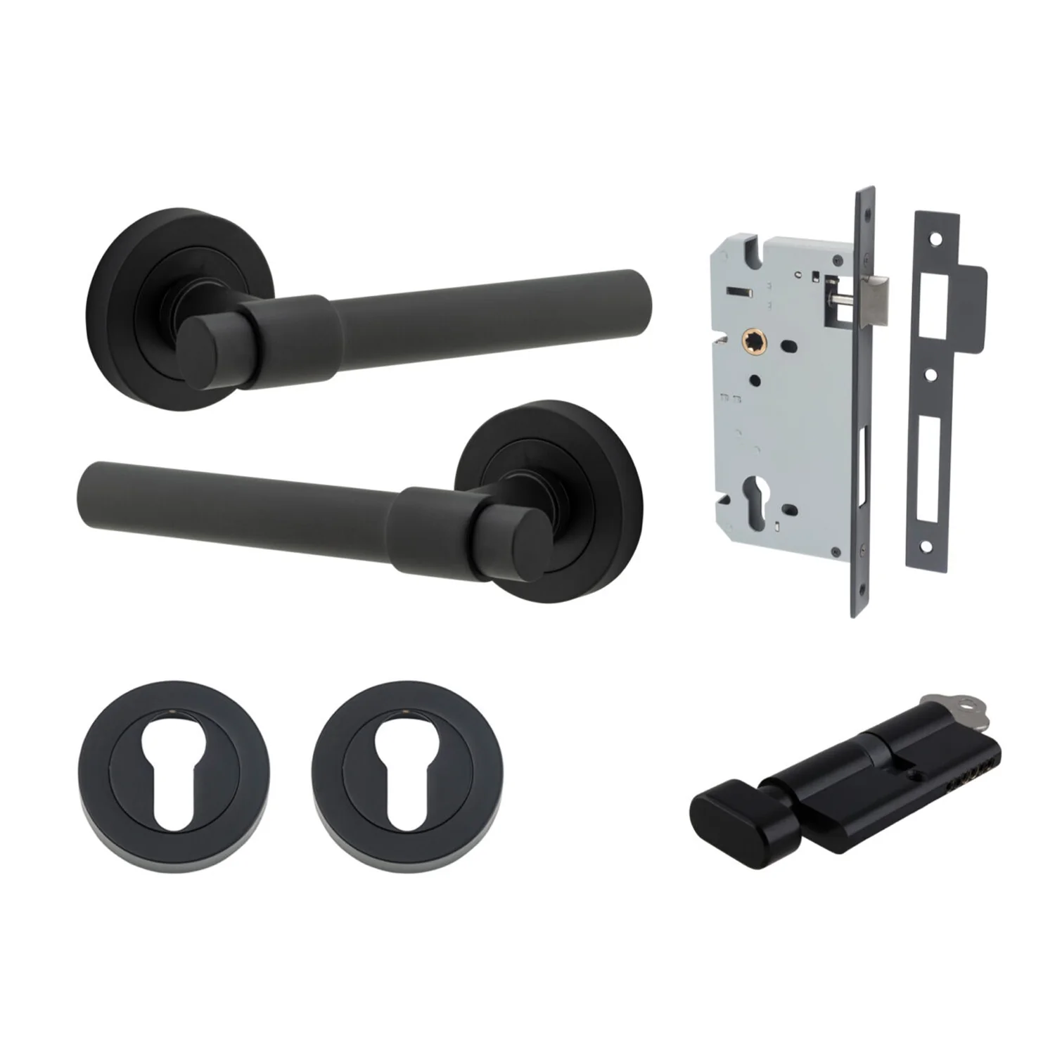 Iver Helsinki Door Lever on Round Rose Entrance Kit Key/Thumb - Available in Various Finishes - Image 9