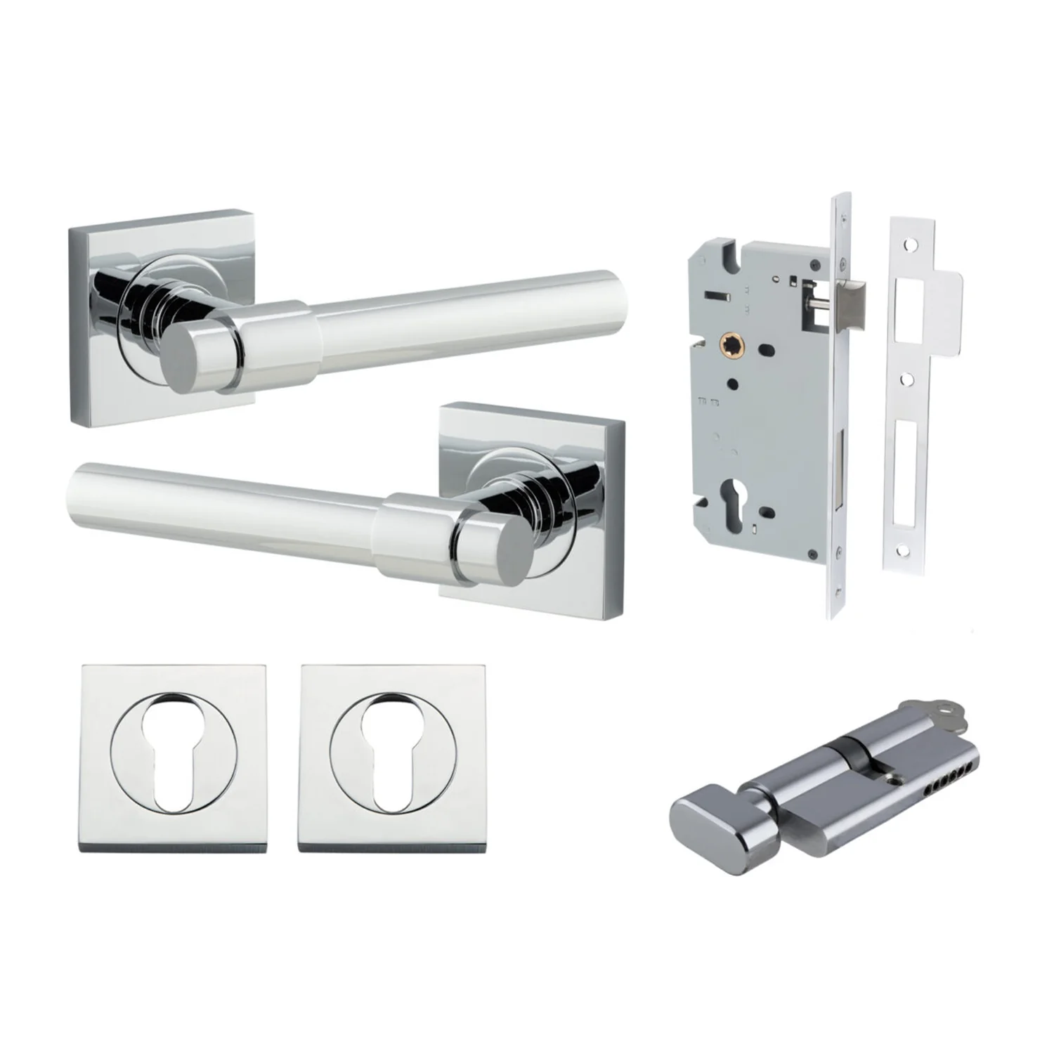 Iver Helsinki Door Lever on Square Rose Entrance Kit Key/Thumb - Available in Various Finishes - Image 10