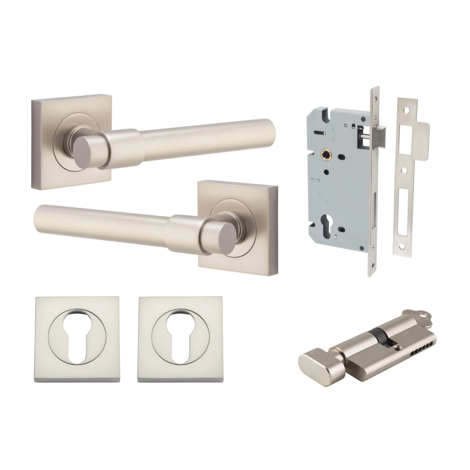 Iver Helsinki Door Lever on Square Rose Entrance Kit Key/Thumb - Available in Various Finishes - Image 11