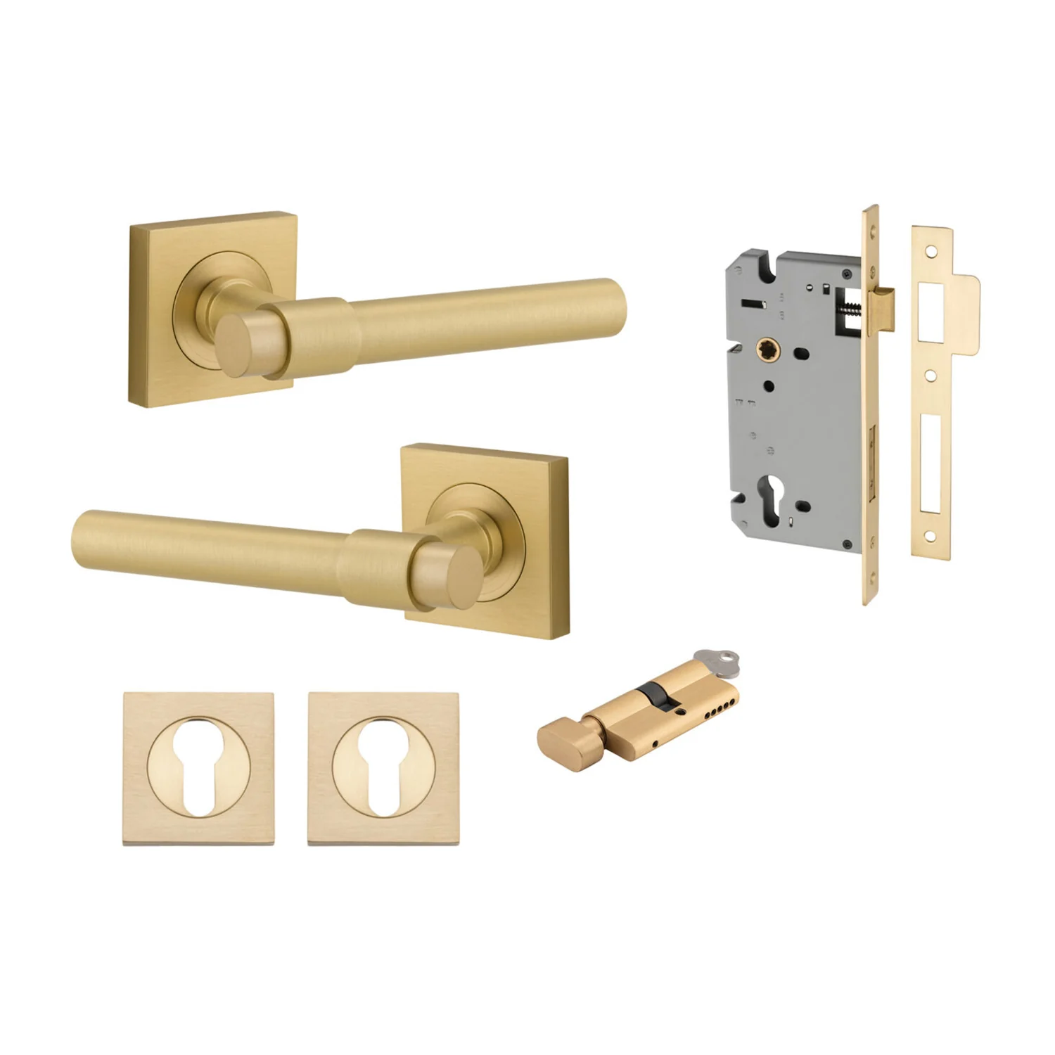 Iver Helsinki Door Lever on Square Rose Entrance Kit Key/Thumb - Available in Various Finishes - Image 13