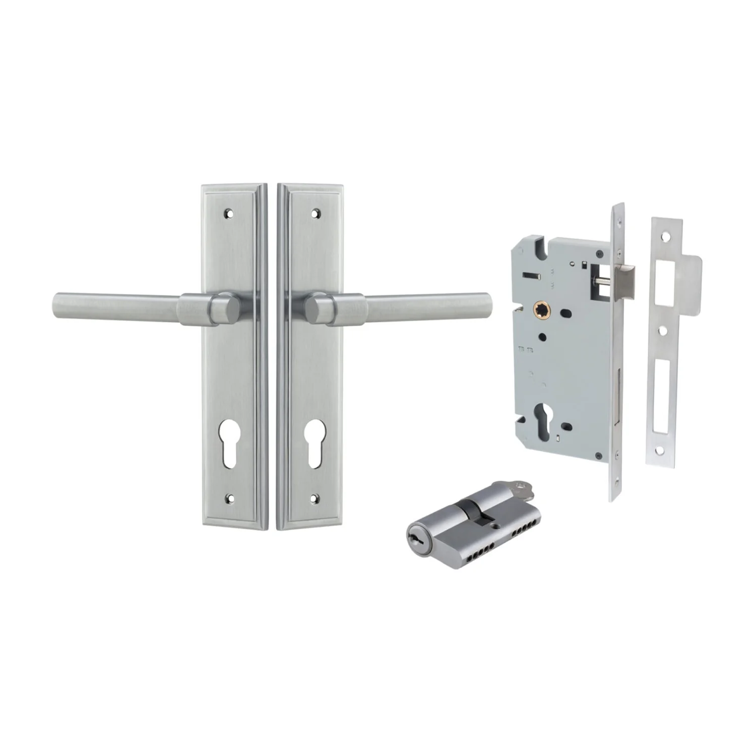 Iver Helsinki Door Lever on Stepped Backplate Entrance Kit Key/Key - Available in Various Finishes - Image 7