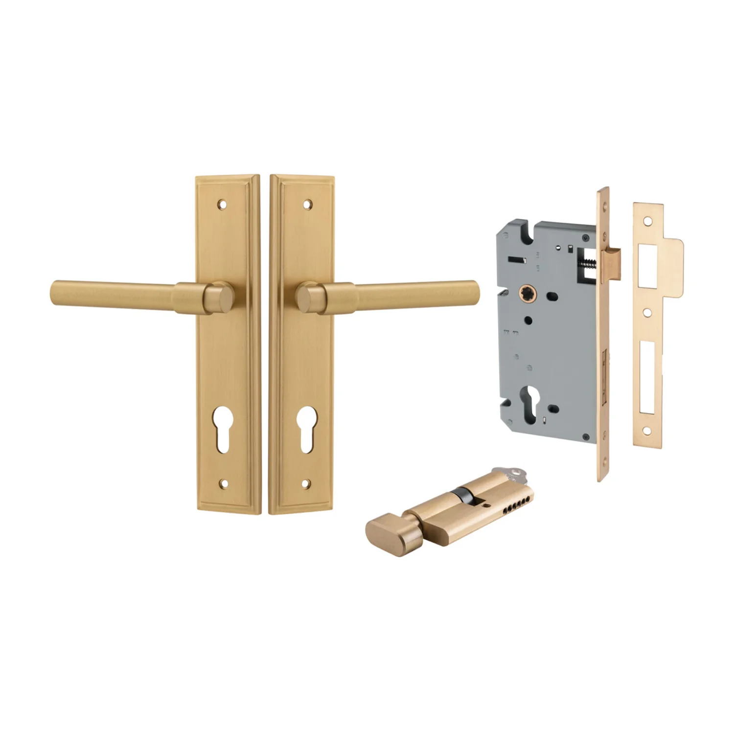 Iver Helsinki Door Lever on Stepped Backplate Entrance Kit Key/Thumb - Available in Various Finishes - Image 6