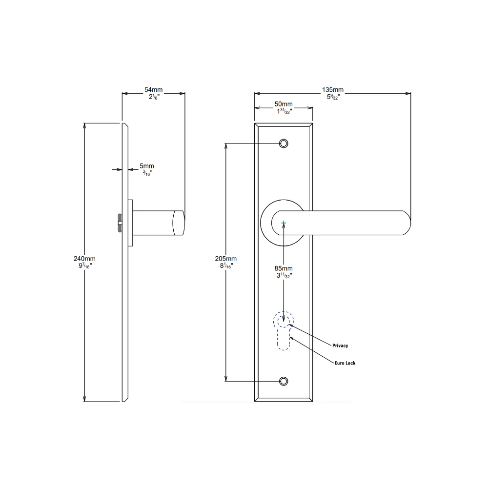 Iver Osaka Door Lever Handle on Chamfered Backplate Brushed Brass - Image 2