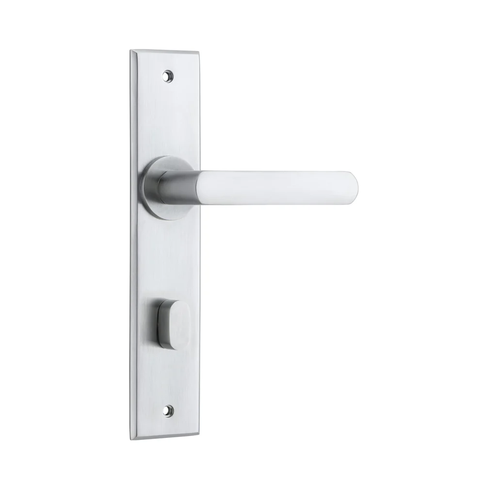 Iver Osaka Door Lever Handle on Chamfered Backplate Brushed Chrome - Image 5