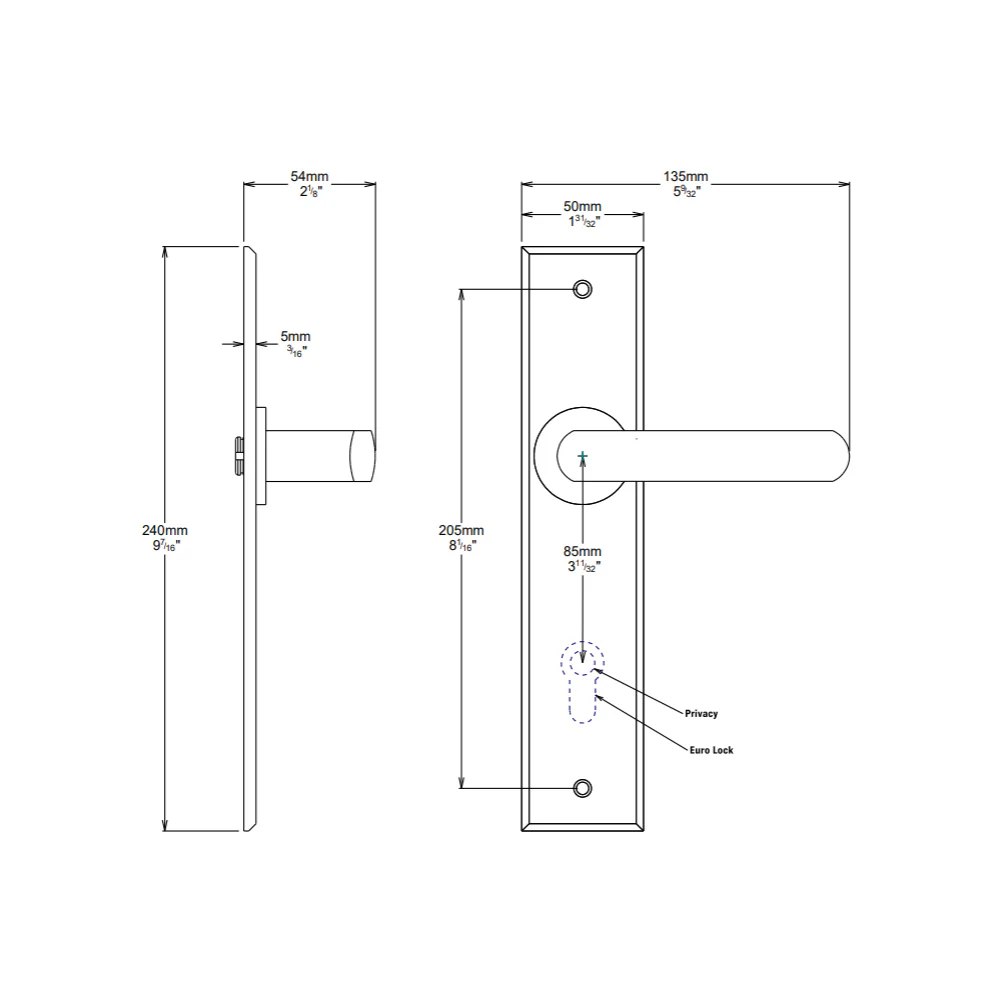 Iver Osaka Door Lever Handle on Chamfered Backplate Matt Black - Image 2