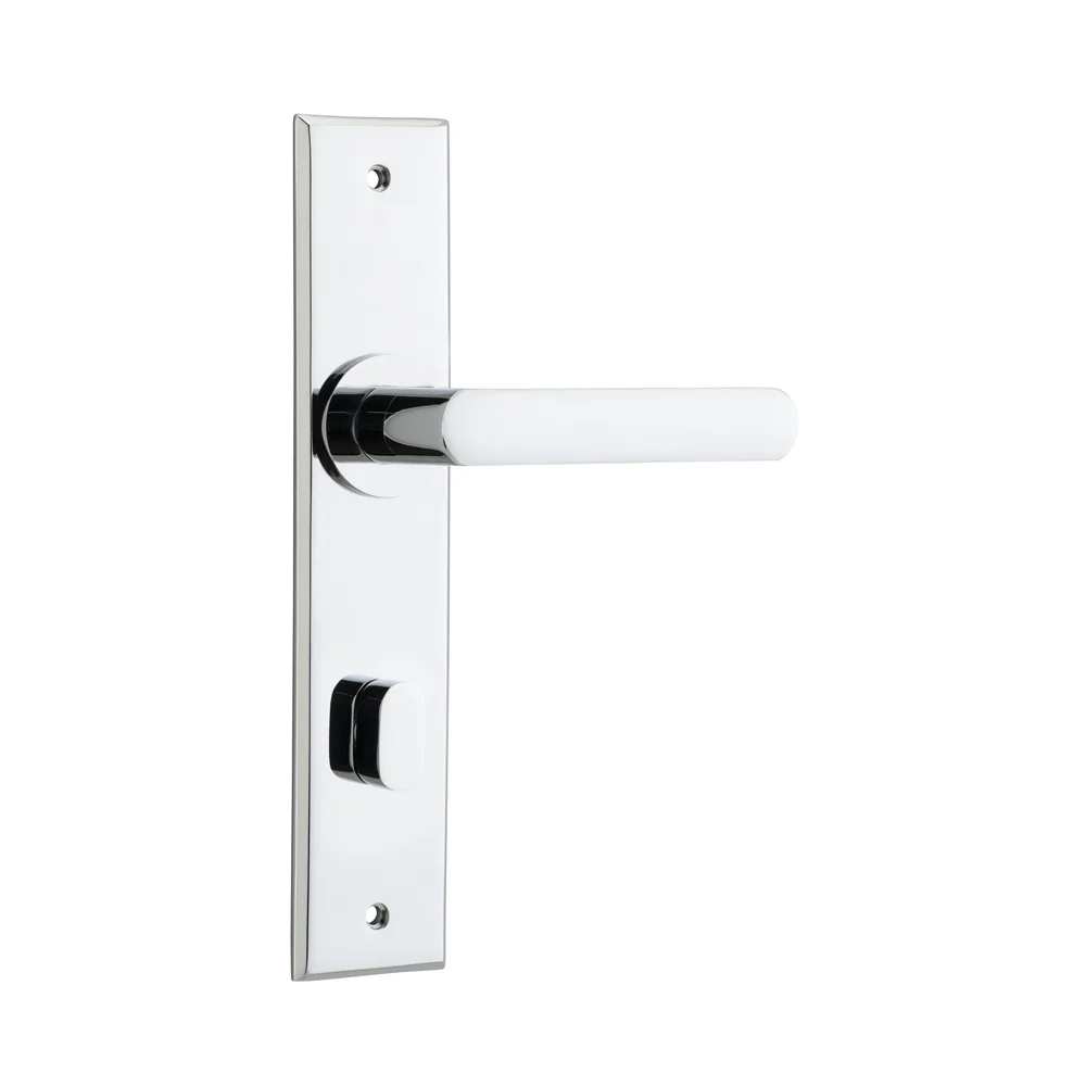 Iver Osaka Door Lever Handle on Chamfered Backplate Polished Chrome - Image 4