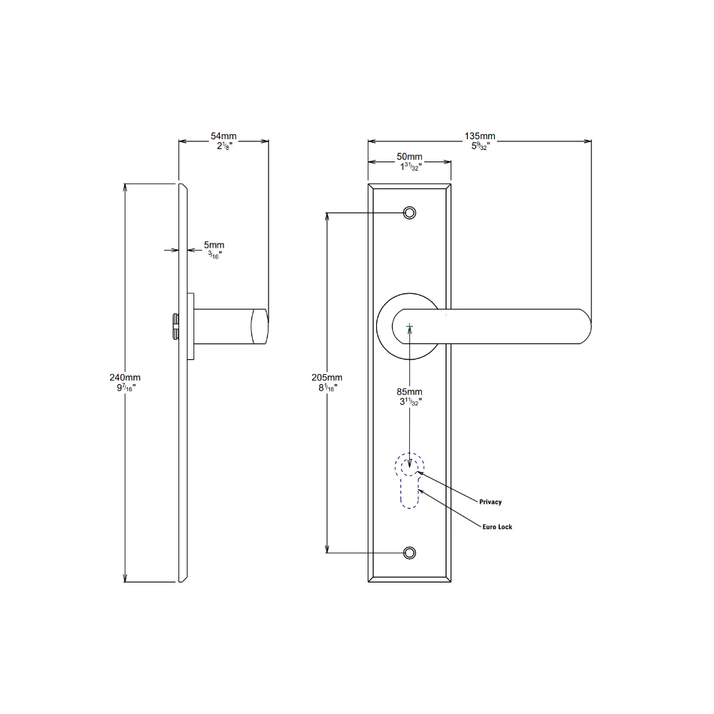 Iver Osaka Door Lever Handle on Chamfered Backplate Satin Nickel 14868P85 - Image 2
