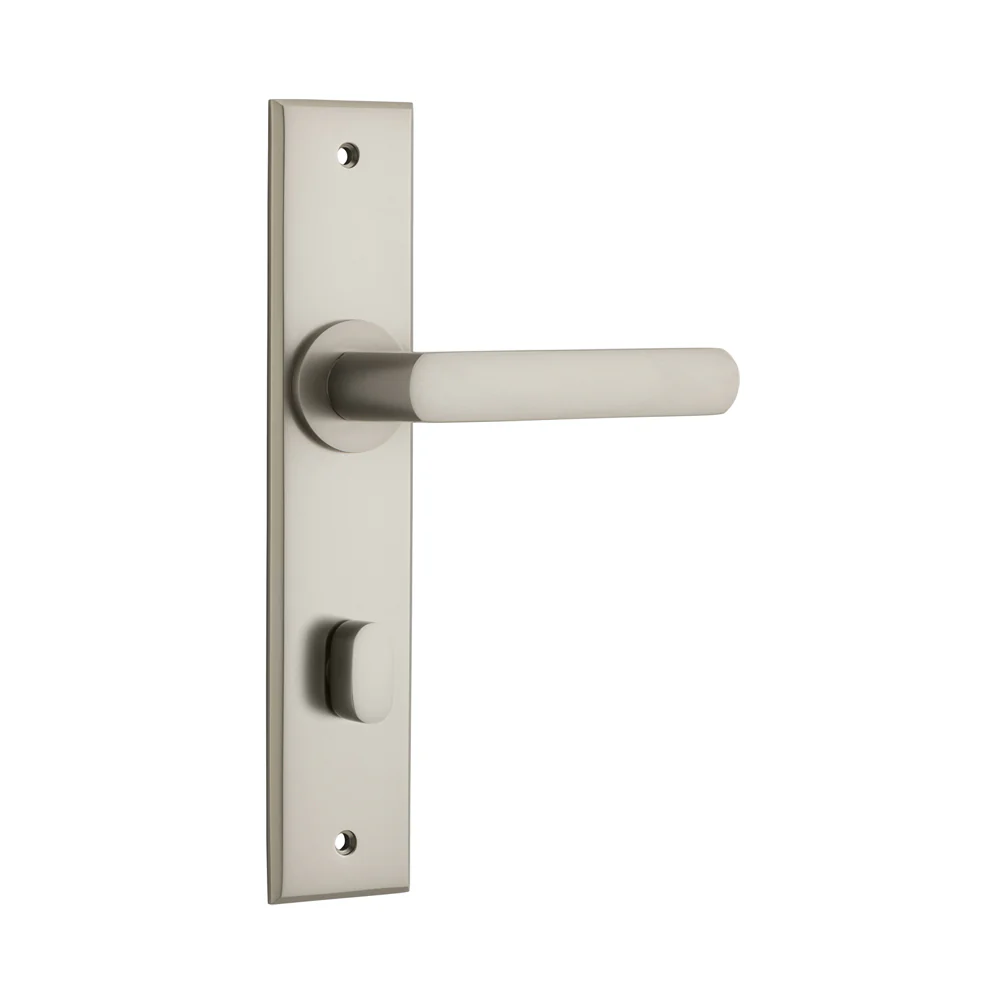 Iver Osaka Door Lever Handle on Chamfered Backplate Satin Nickel 14868P85 - Image 5