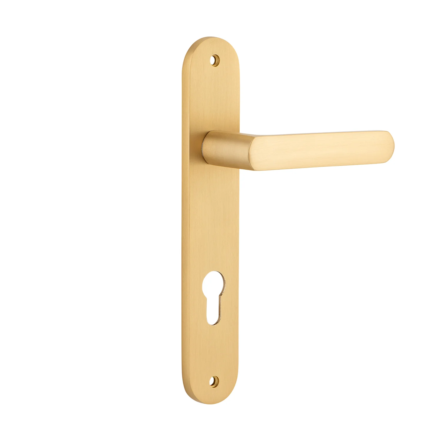 Iver Osaka Door Lever Handle on Oval Backplate Brushed Brass - Image 3