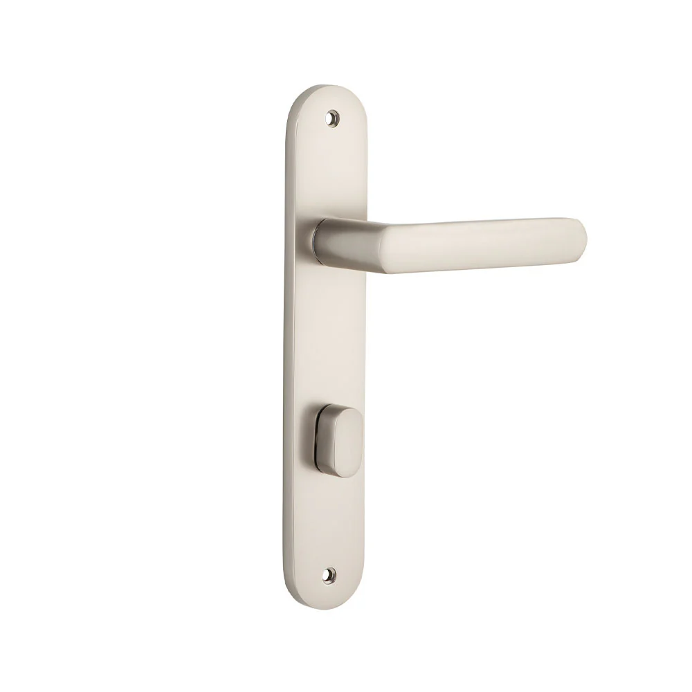 Iver Osaka Door Lever Handle on Oval Backplate Satin Nickel - Image 6
