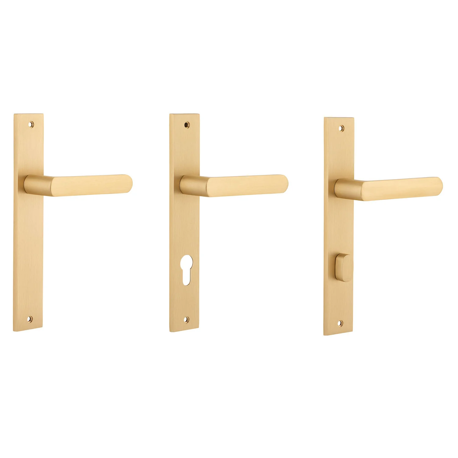 Iver Osaka Door Lever Handle on Rectangular Backplate Brushed Brass