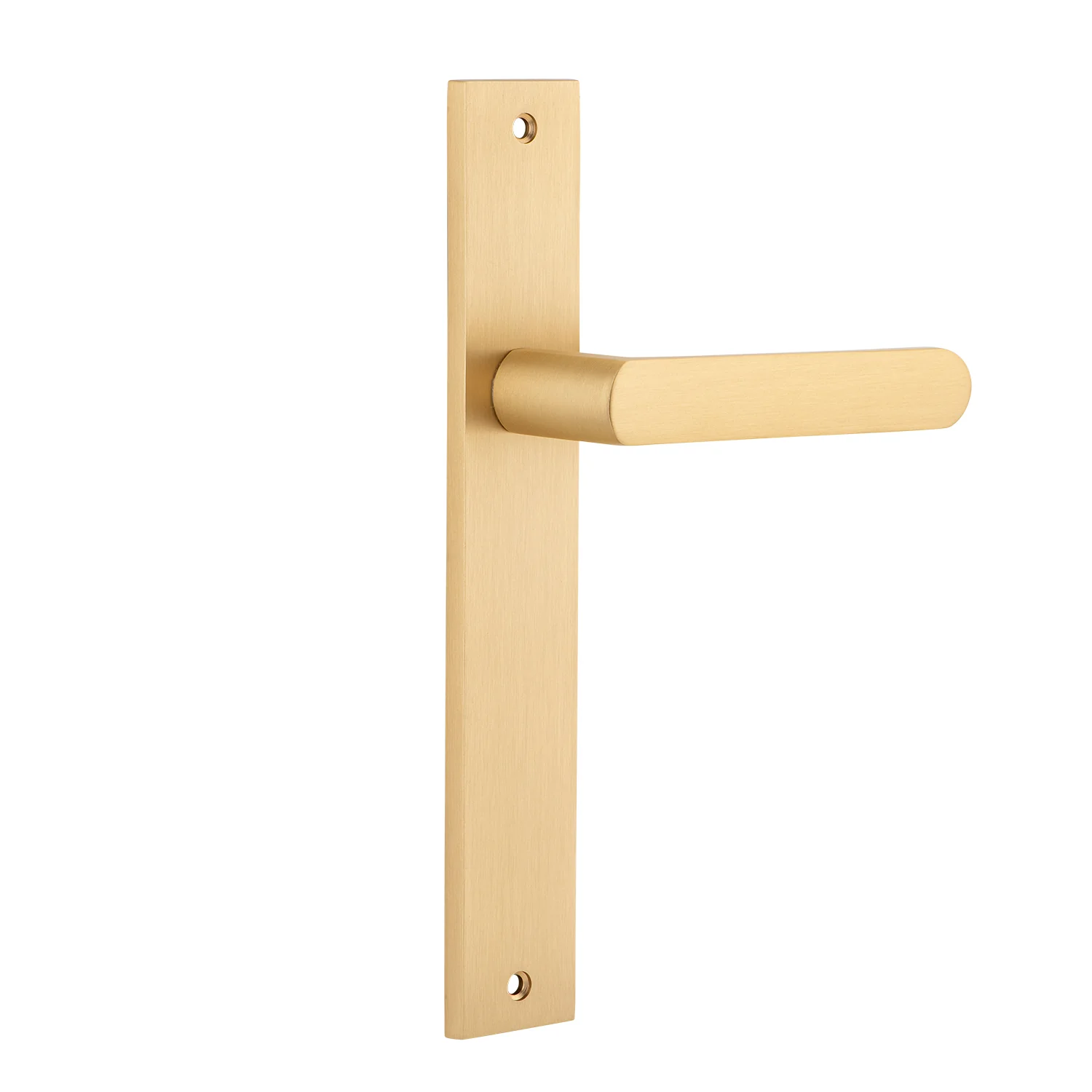 Iver Osaka Door Lever Handle on Rectangular Backplate Brushed Brass - Image 2