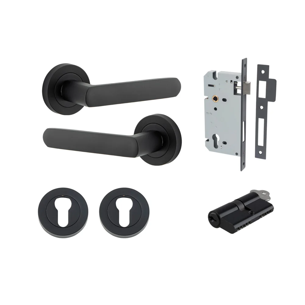 Iver Osaka Door Lever Handle on Round Rose Entrance Kit Key/Key - Available in Various Finishes - Image 10