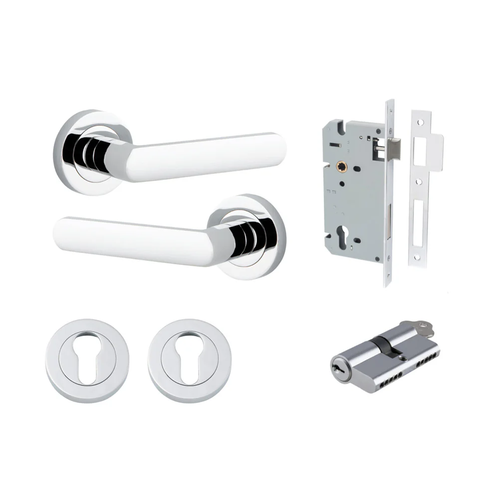 Iver Osaka Door Lever Handle on Round Rose Entrance Kit Key/Key - Available in Various Finishes - Image 11