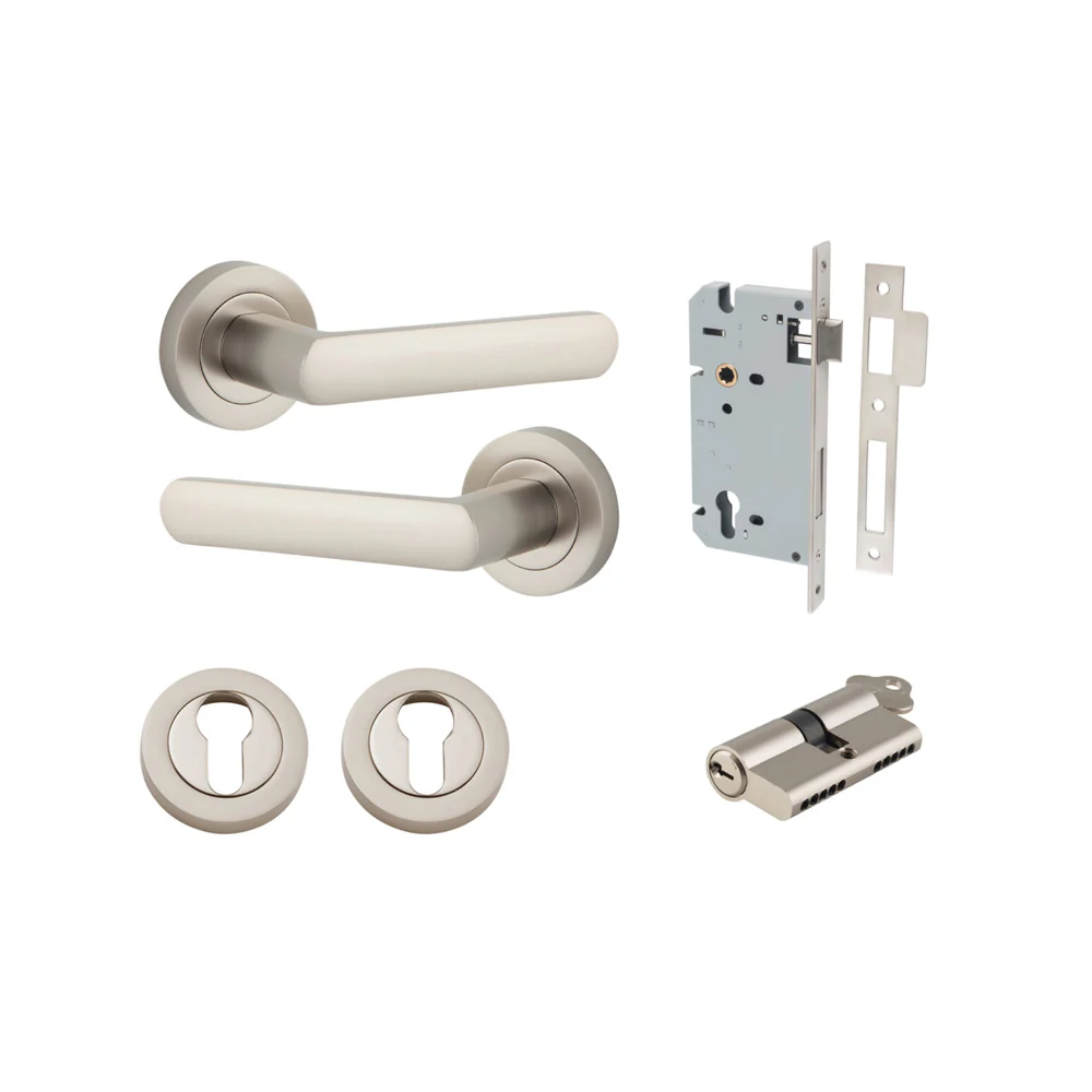 Iver Osaka Door Lever Handle on Round Rose Entrance Kit Key/Key - Available in Various Finishes - Image 12