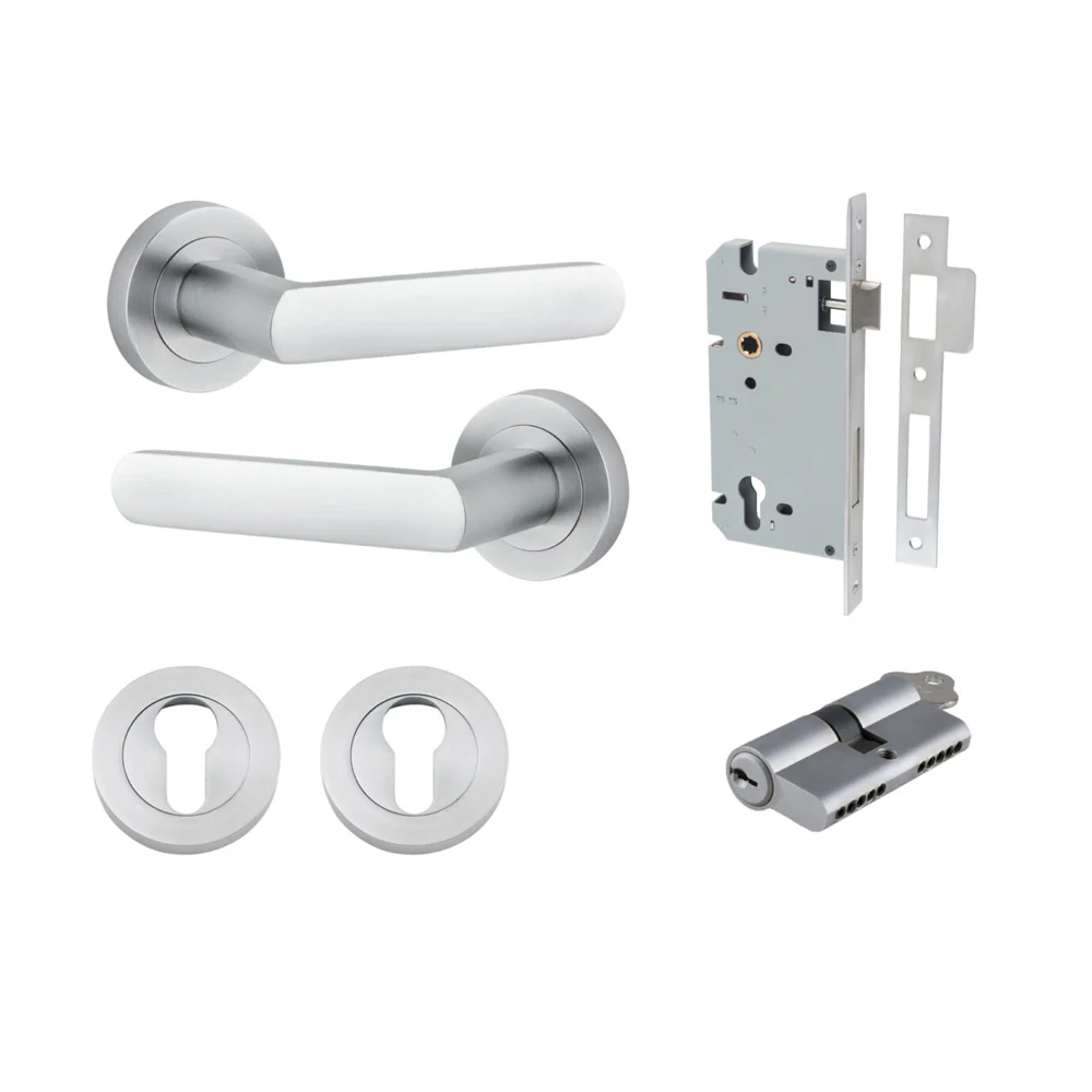 Iver Osaka Door Lever Handle on Round Rose Entrance Kit Key/Key - Available in Various Finishes - Image 9
