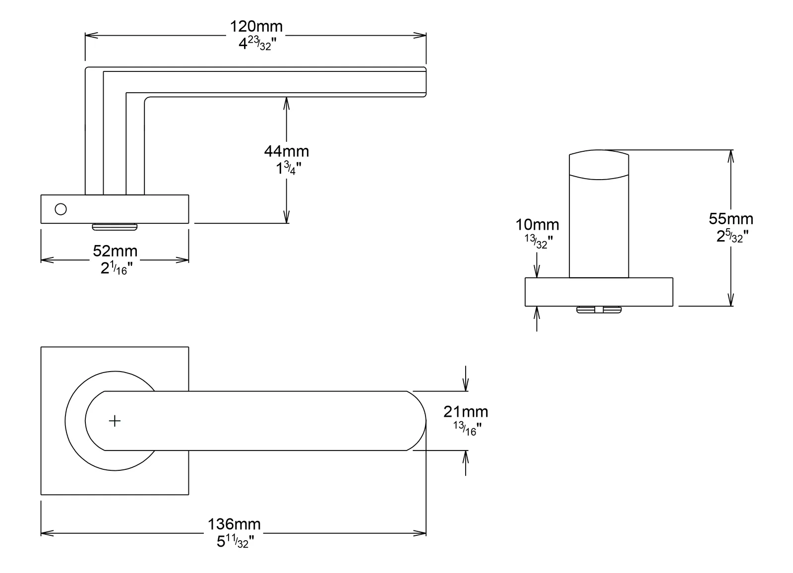 Iver Osaka Door Lever Handle on Square Rose Passage Kit - Available in Various Finishes - Image 3