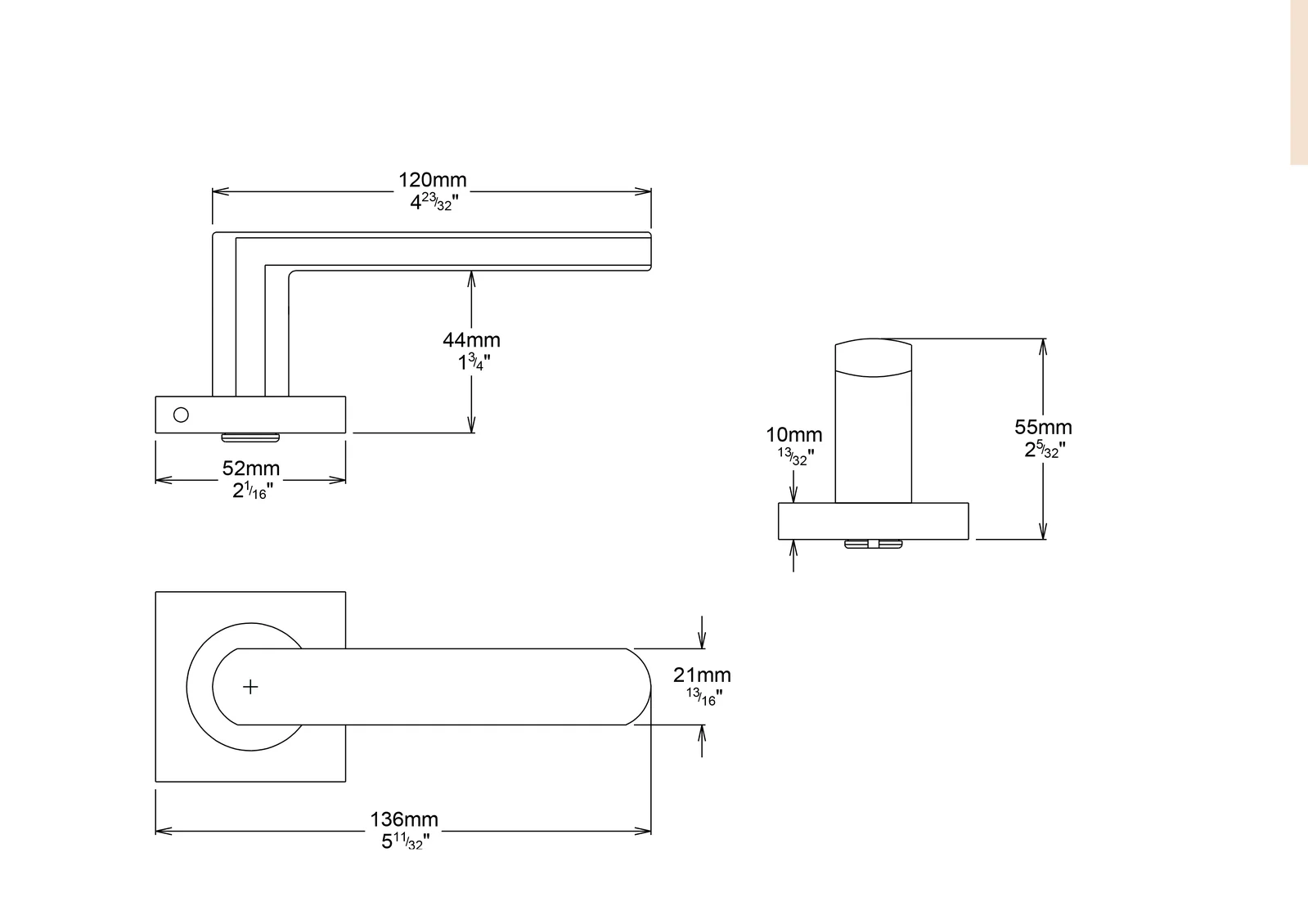 Iver Osaka Door Lever Handle on Square Rose Privacy Kit - Available in Various Finishes - Image 3