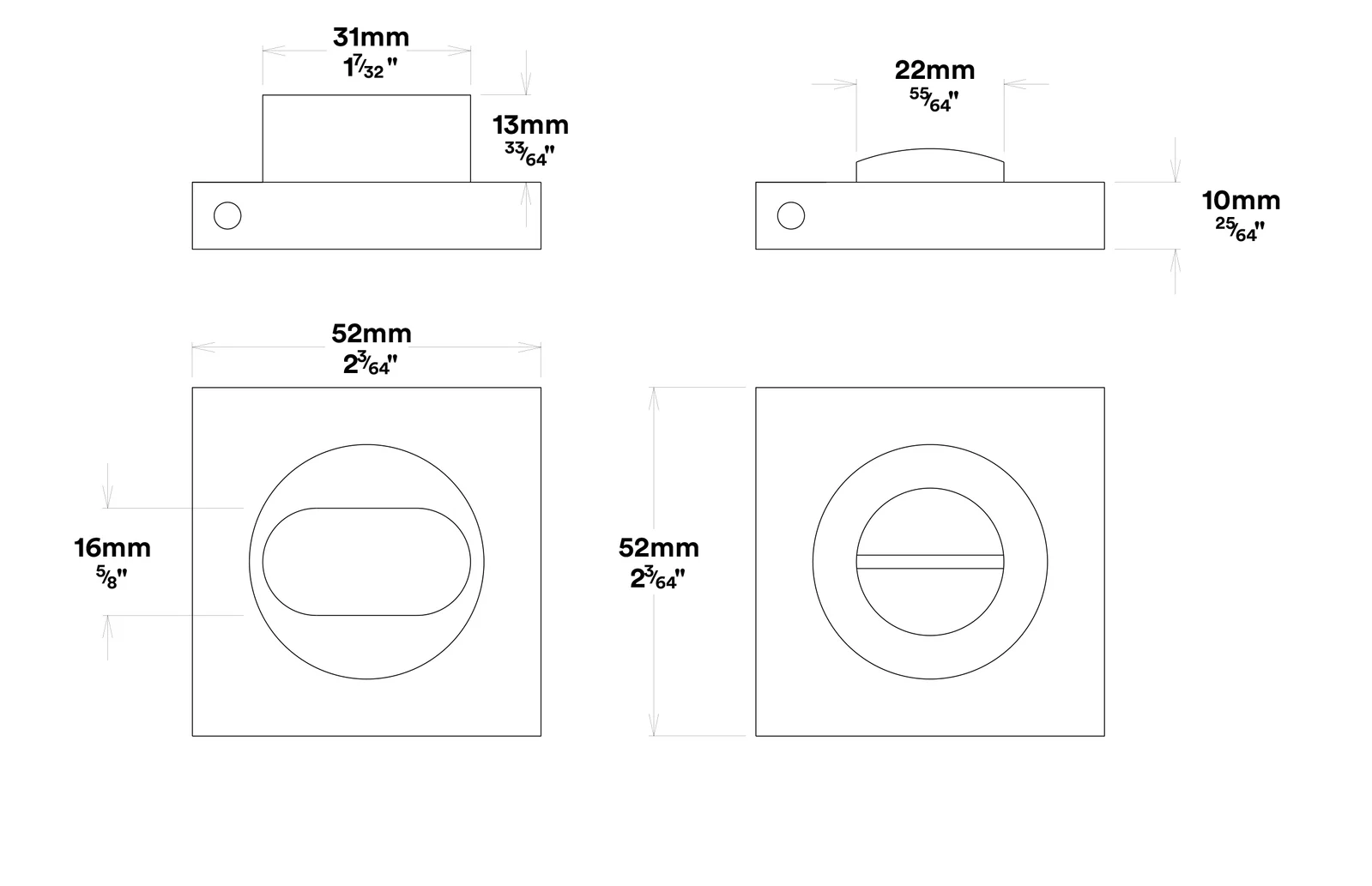 Iver Osaka Door Lever Handle on Square Rose Privacy Kit - Available in Various Finishes - Image 4