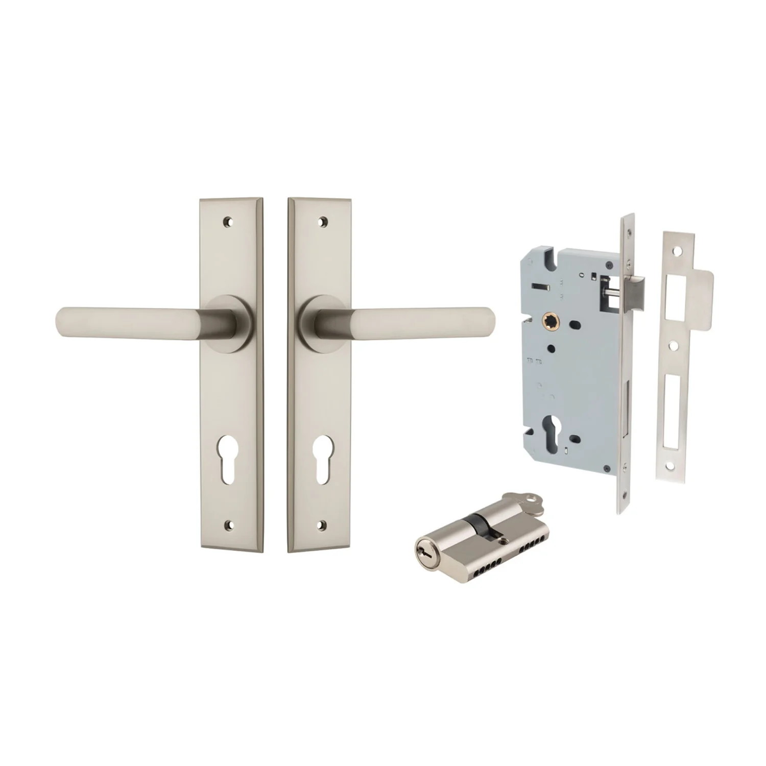 Iver Osaka Door Lever on Chamfered Backplate Entrance Kit Key/Key - Available in Various Finishes - Image 10