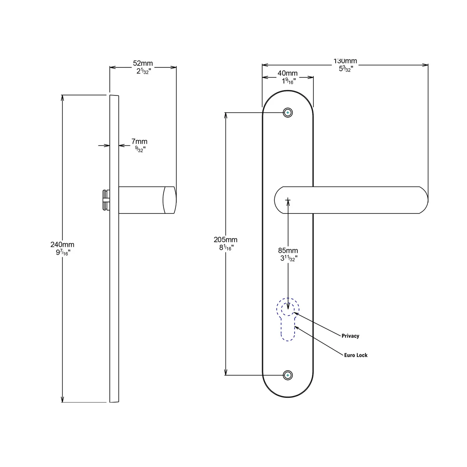 Iver Osaka Door Lever on Oval Backplate Privacy Kit with Turn - Available in Various Finishes - Image 2