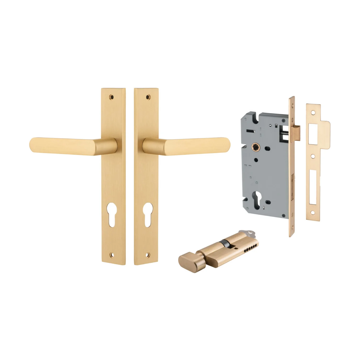 Iver Osaka Door Lever on Rectangular Backplate Entrance Kit Key/Thumb - Image 6