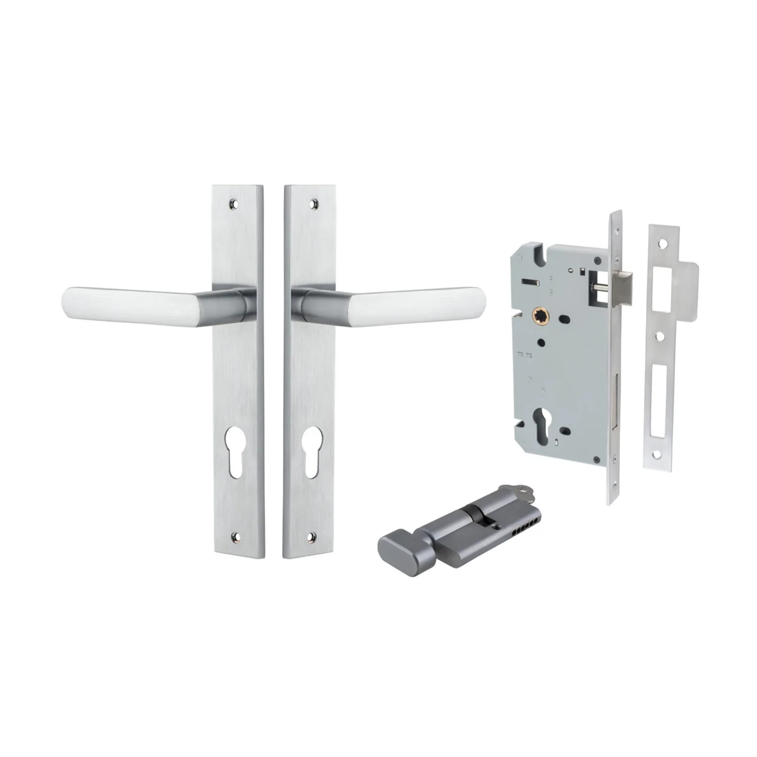 Iver Osaka Door Lever on Rectangular Backplate Entrance Kit Key/Thumb - Image 7
