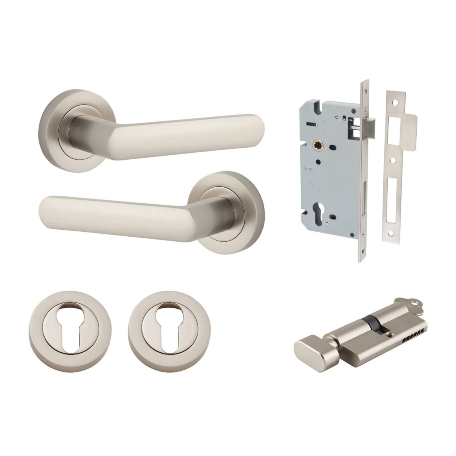 Iver Osaka Door Lever on Round Rose Entrance Kit Key/Thumb - Available in Various Finishes - Image 11