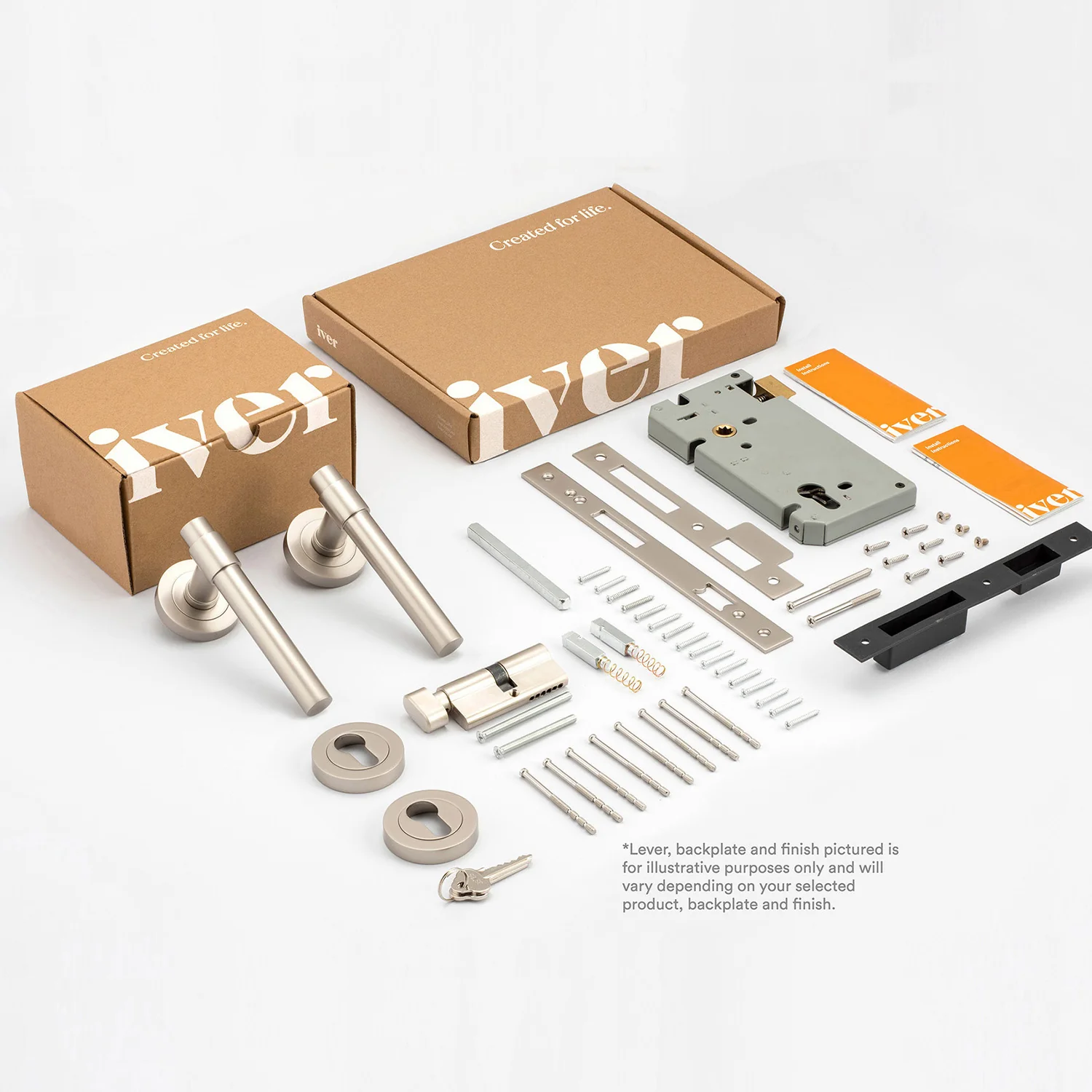 Iver Osaka Door Lever on Round Rose Entrance Kit Key/Thumb - Available in Various Finishes - Image 2