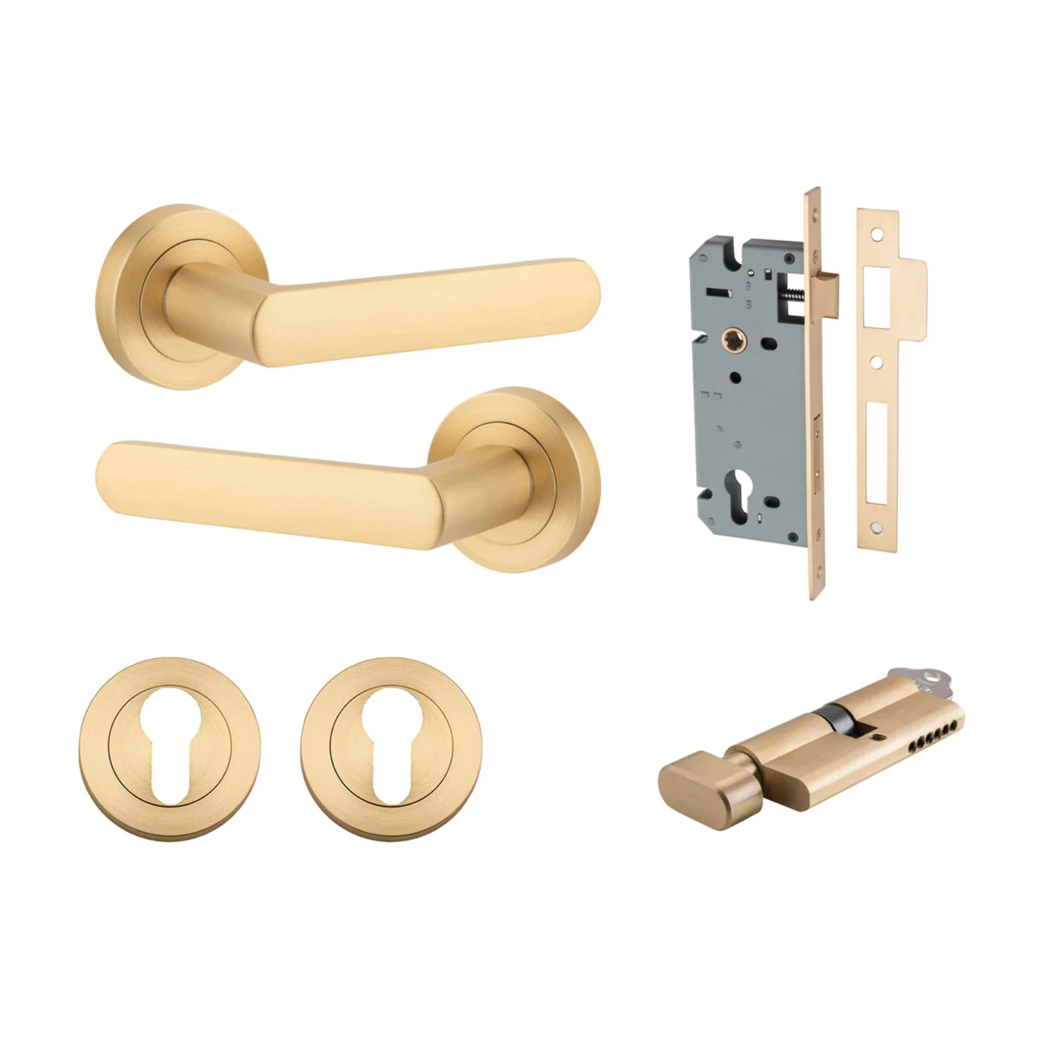 Iver Osaka Door Lever on Round Rose Entrance Kit Key/Thumb - Available in Various Finishes - Image 7