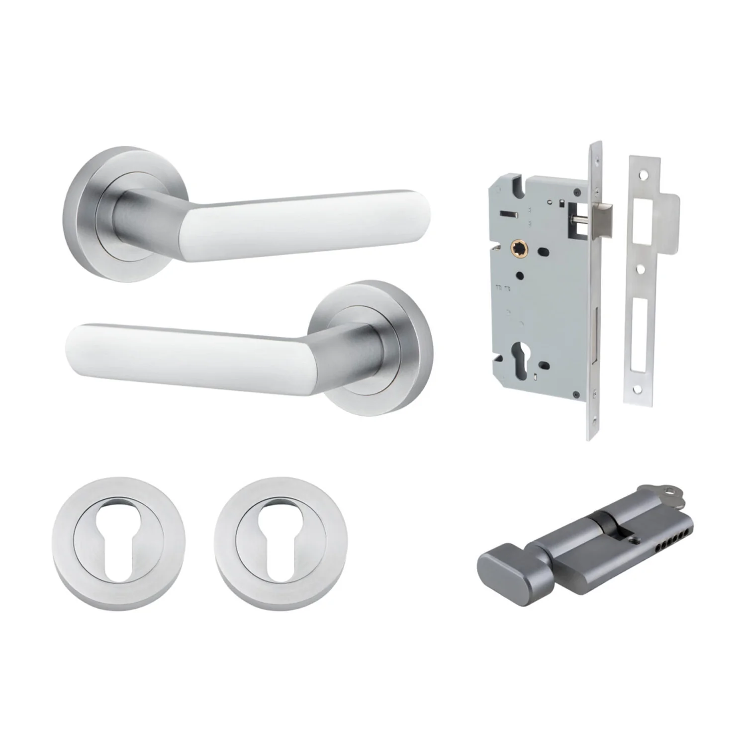 Iver Osaka Door Lever on Round Rose Entrance Kit Key/Thumb - Available in Various Finishes - Image 8