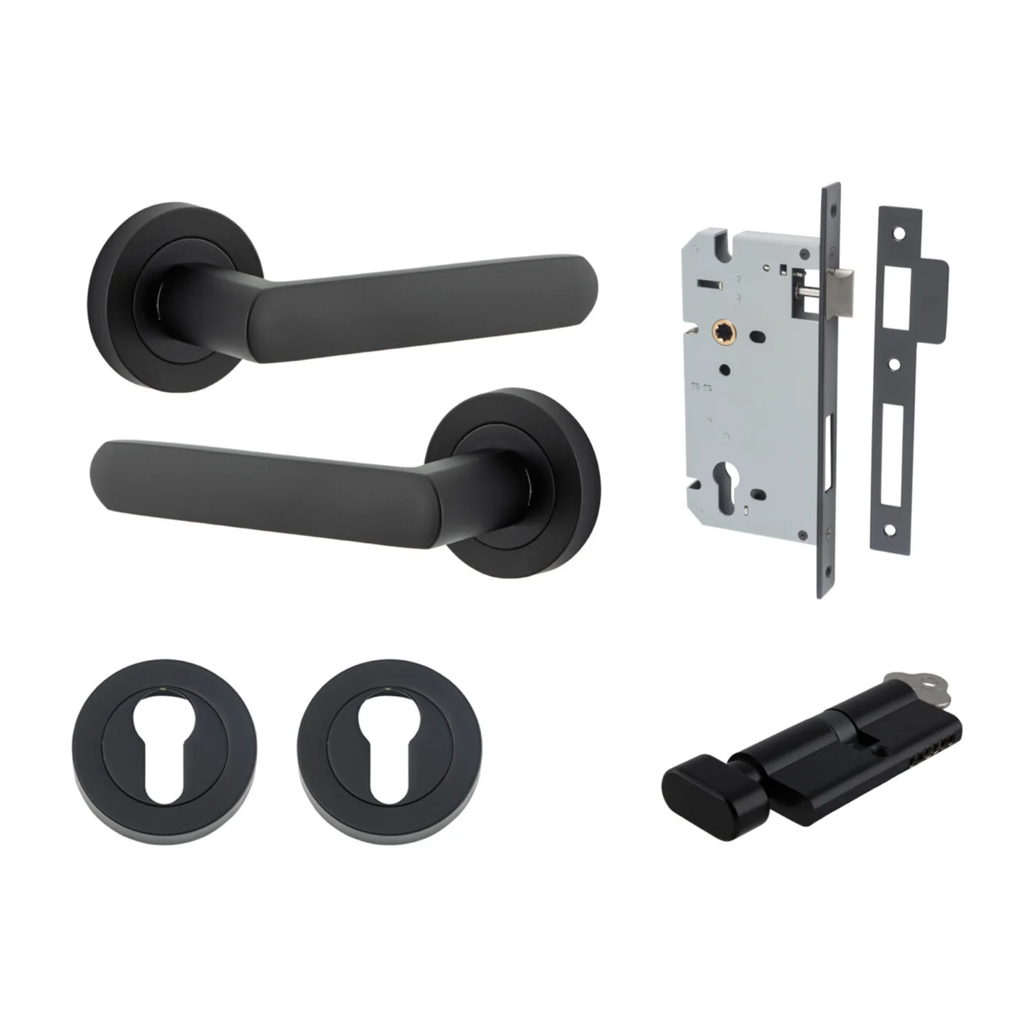 Iver Osaka Door Lever on Round Rose Entrance Kit Key/Thumb - Available in Various Finishes - Image 9
